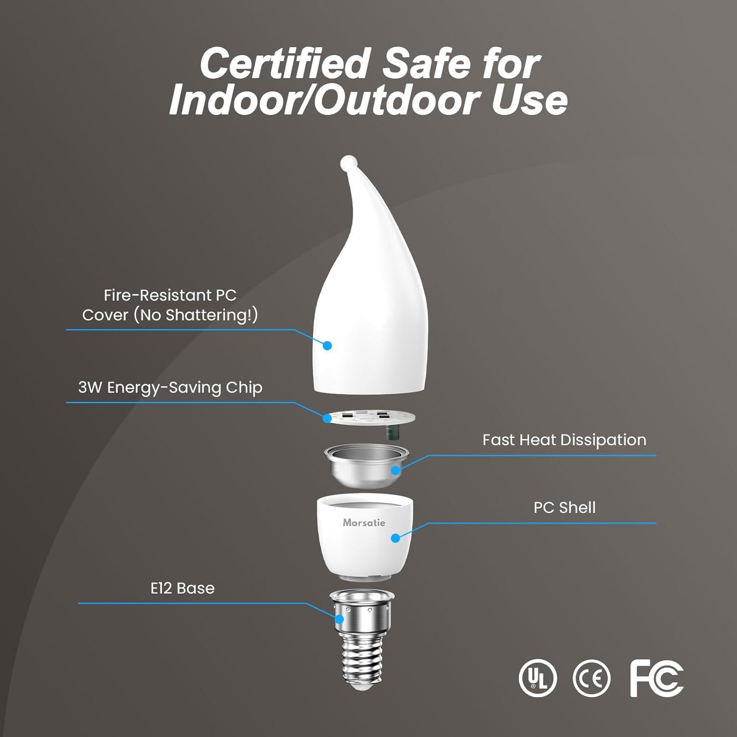 Bombillas LED de Llama Morsatie E12 2 Paquete 3 Modos