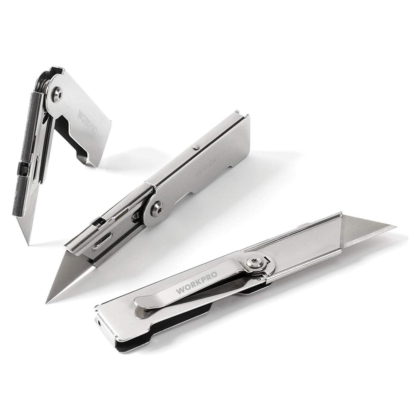 WORKPRO Juego de 3 cuchillos utilitarios plegables 14 cm