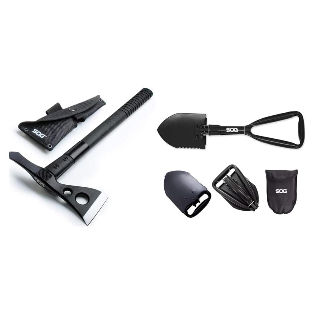 Hacha Táctica SOG Tomahawk y Pala Plegable 46.36 cm Negra