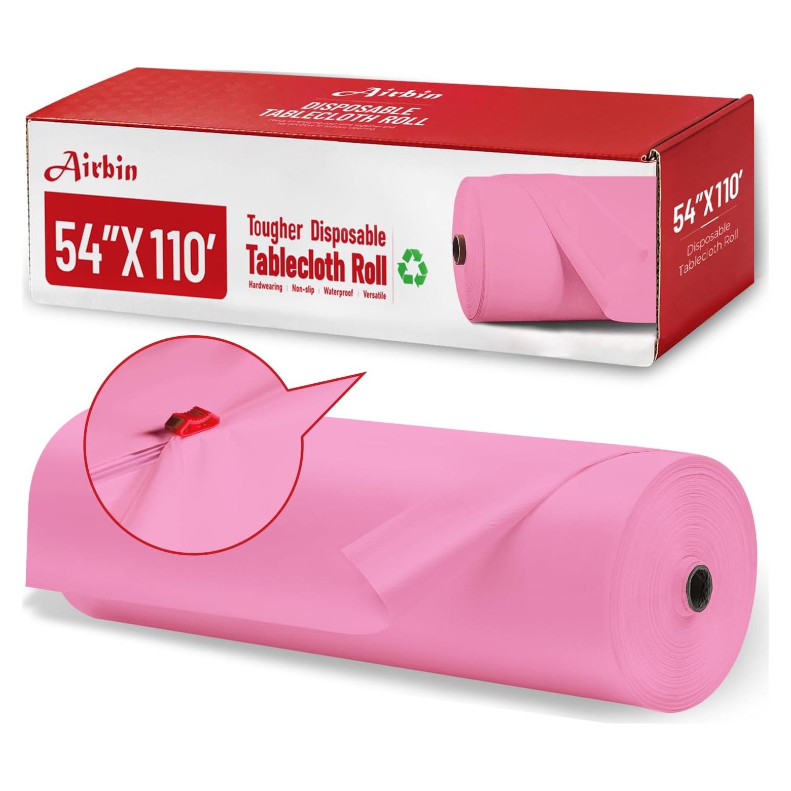 Mantel Desechable Rosa Airbin 33.53m PEVA para Fiestas