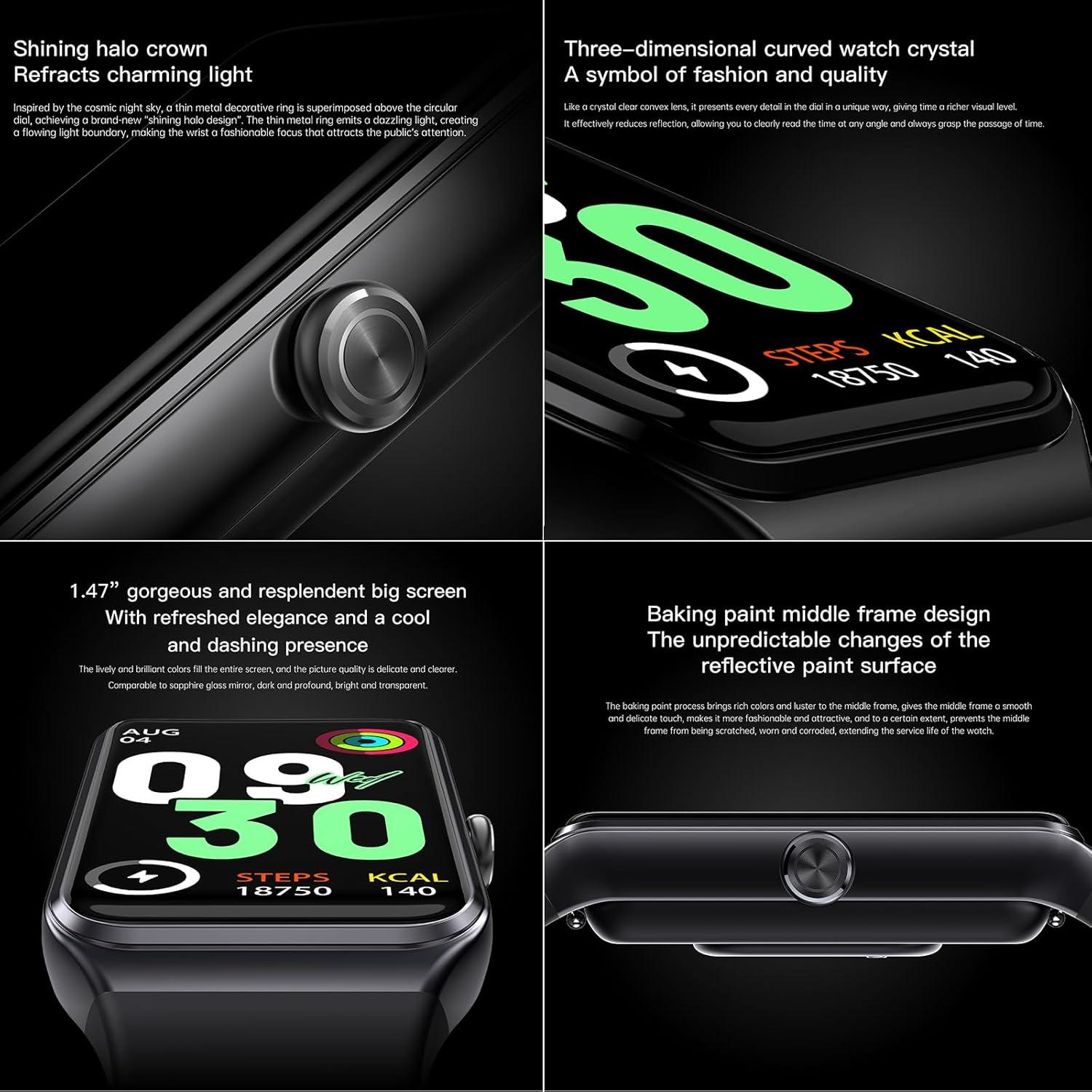 Rastreador de Fitness TUSLOT C82 Pantalla Táctil 1.47" Negro