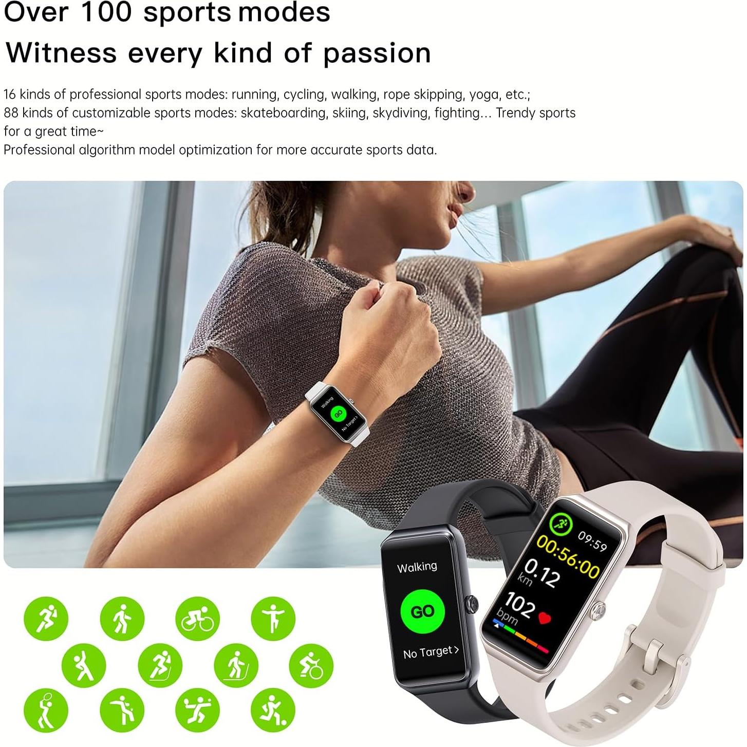 Rastreador de Fitness TUSLOT C82 Pantalla Táctil 1.47" Negro