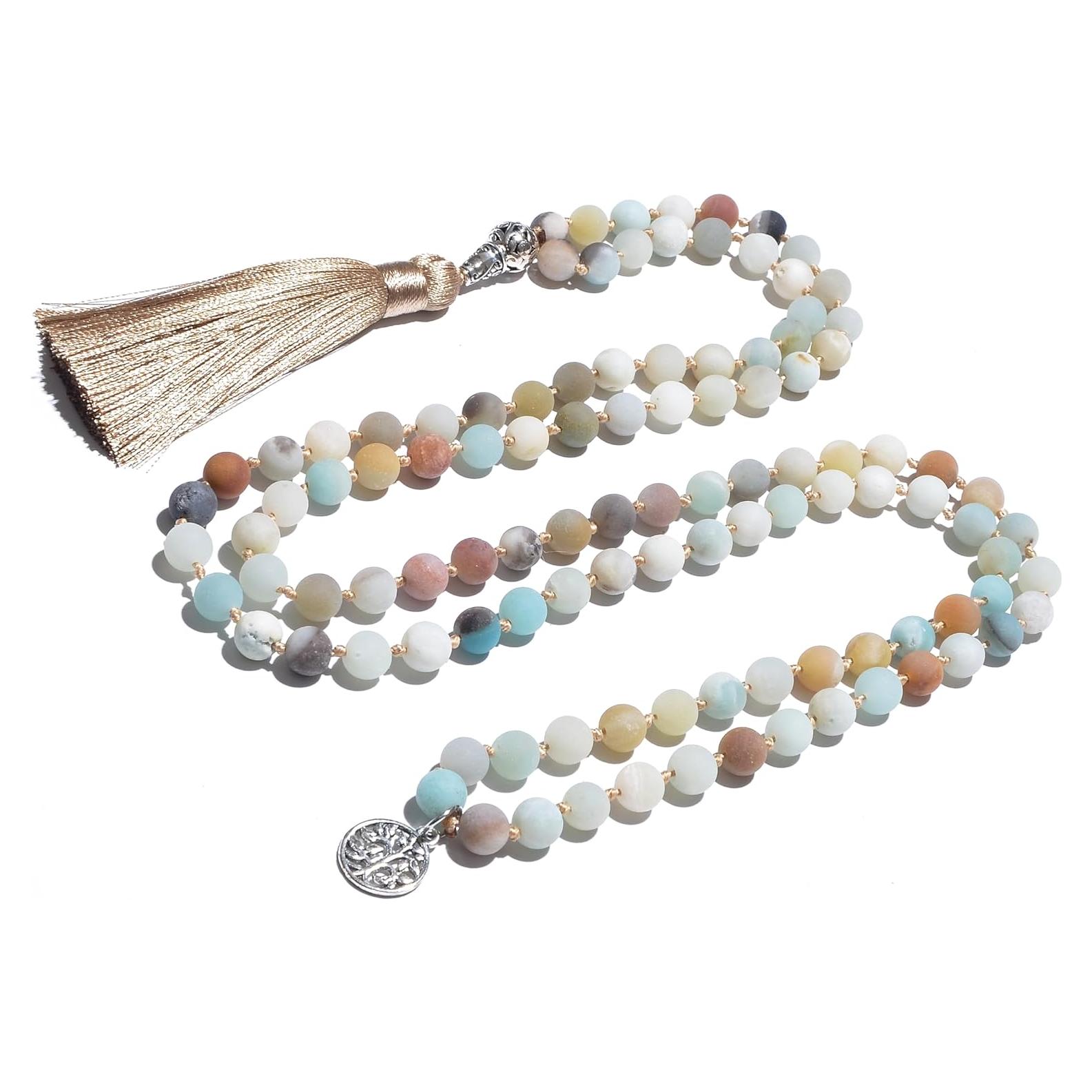 Collar de cuentas Mala Hovaete 108 Amazonita Natural 112cm