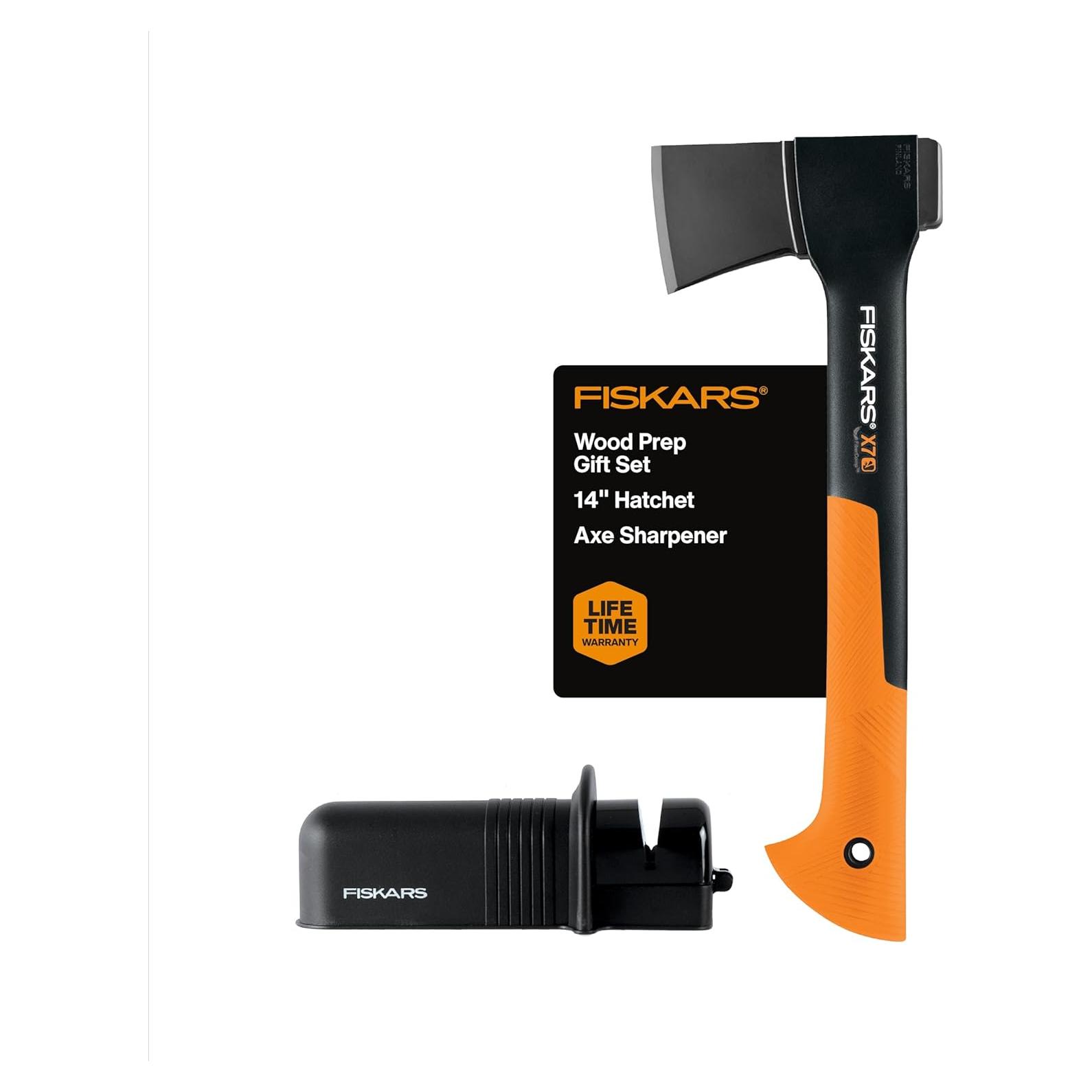 Conjunto de Preparación de Madera Fiskars: Hacha X7 y Afilador