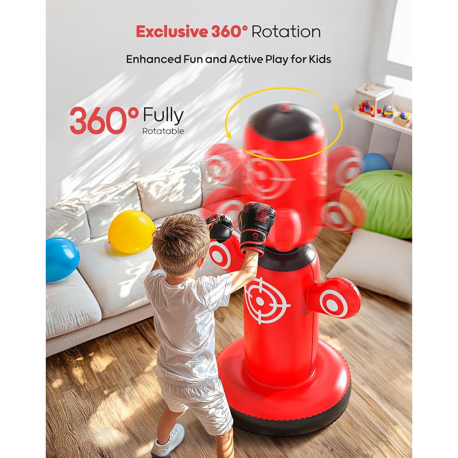 Bolsa de Boxeo Inflable QPAU 64" para Niños con Guantes