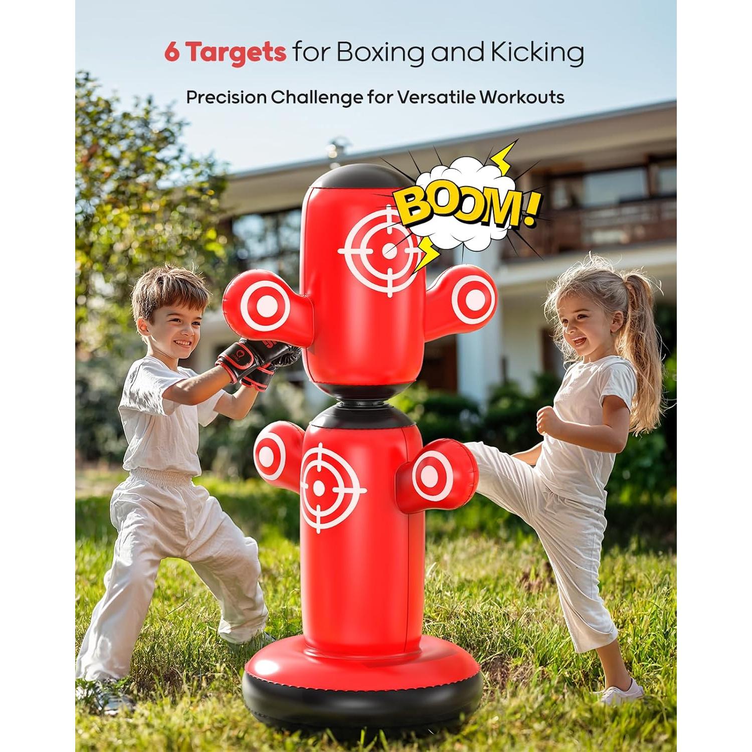 Bolsa de Boxeo Inflable QPAU 64" para Niños con Guantes