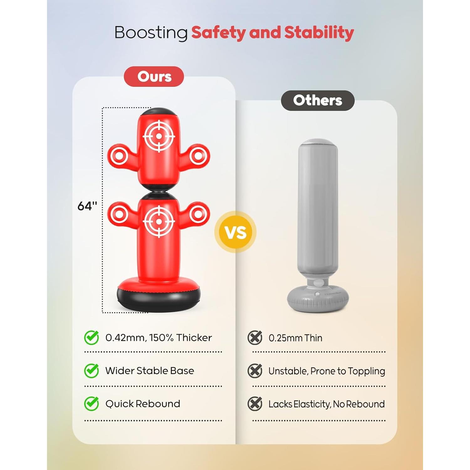 Bolsa de Boxeo Inflable QPAU 64" para Niños con Guantes