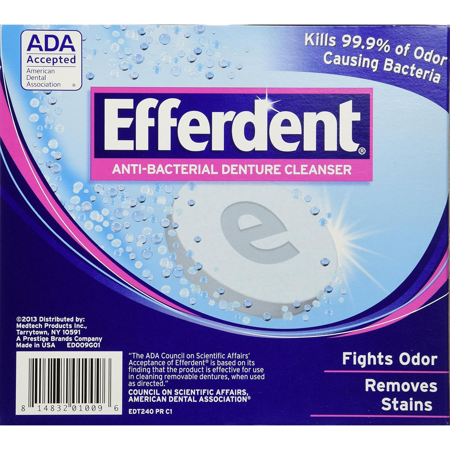 Limpiador de Dentaduras Efferdent Antibacteriano 120 Tabletas