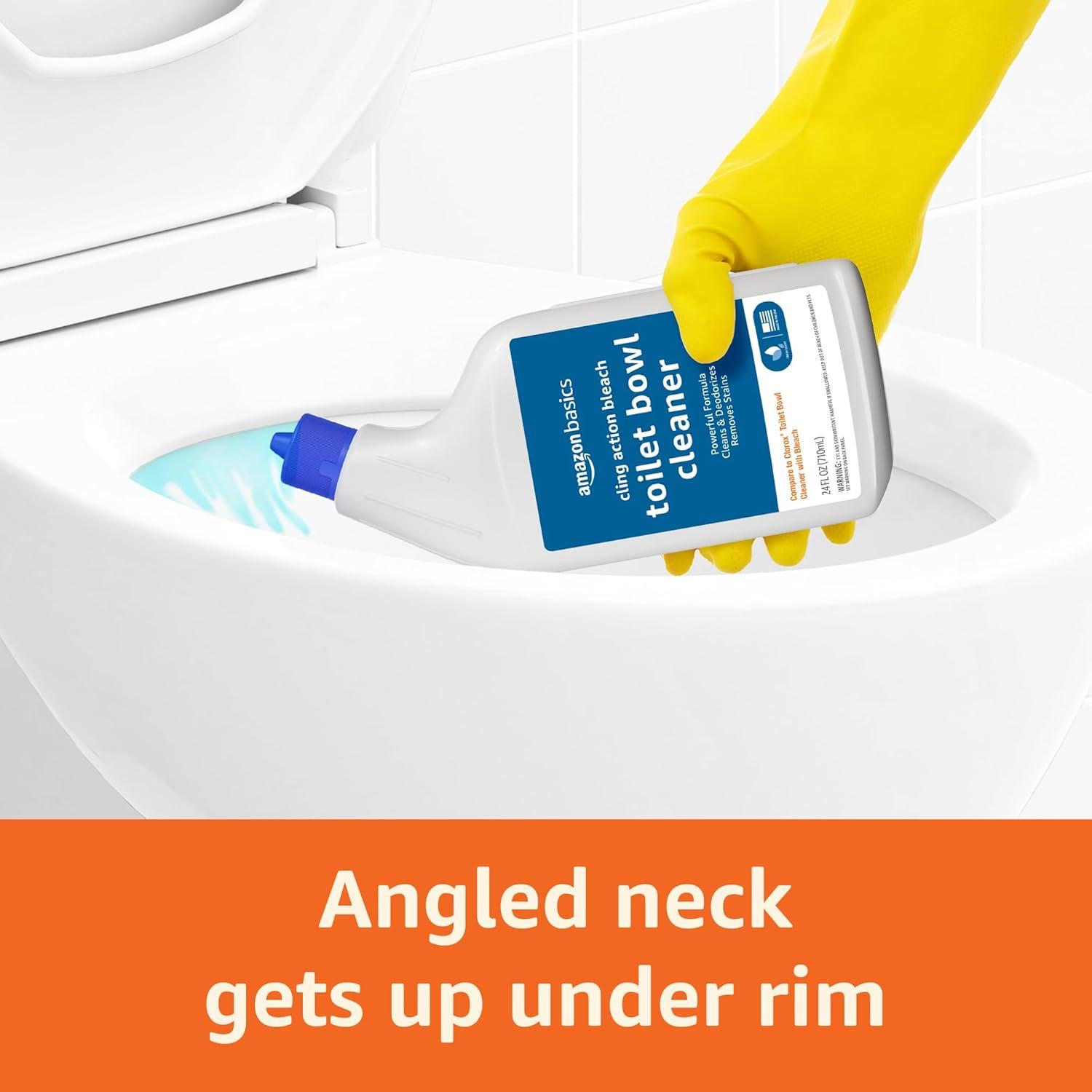 Amazon Basics Toilet Bowl Cleaner with Cling Action Formula, Bleach, Fresh Scent, 24 Fl Oz, Pack of 1