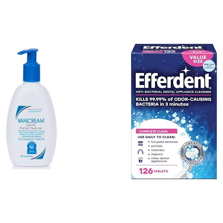 Vanicream Limpiador Facial Suave 236 ml + Efferdent 126 Tabletas