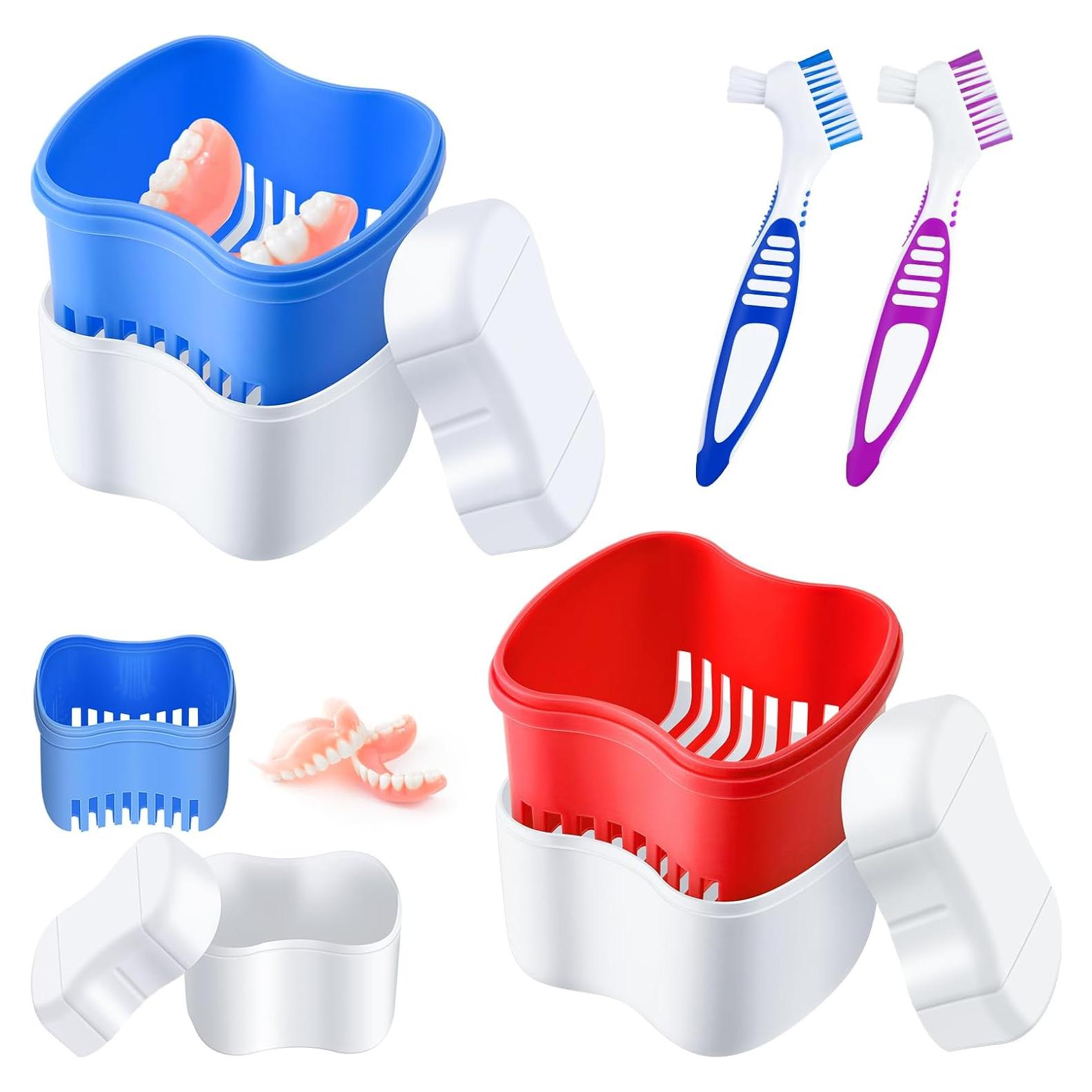 Estuches para Dentaduras Patelai con 2 Cepillos Limpiadores