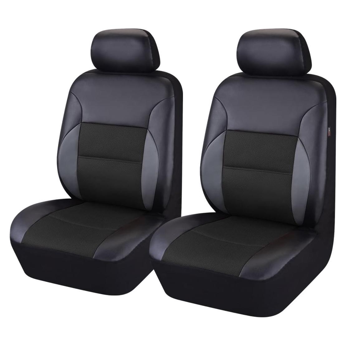 Cubiertas de Asiento de Coche CAR PASS - Cuero PU Negro para 2 Asientos Delanteros