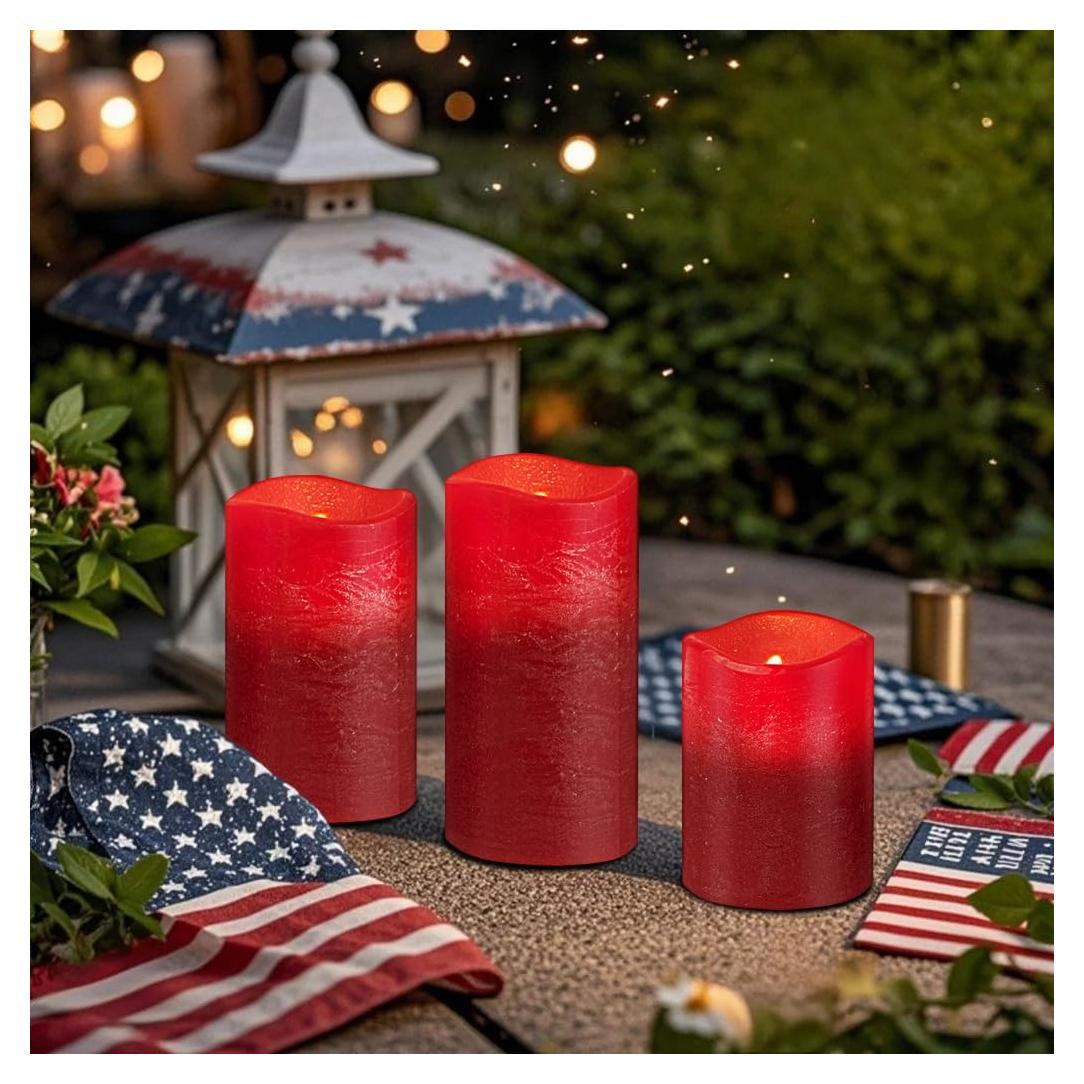 Paquete de 3 Velas LED Sin Llama M Mirrowing Rojas con Control Remoto