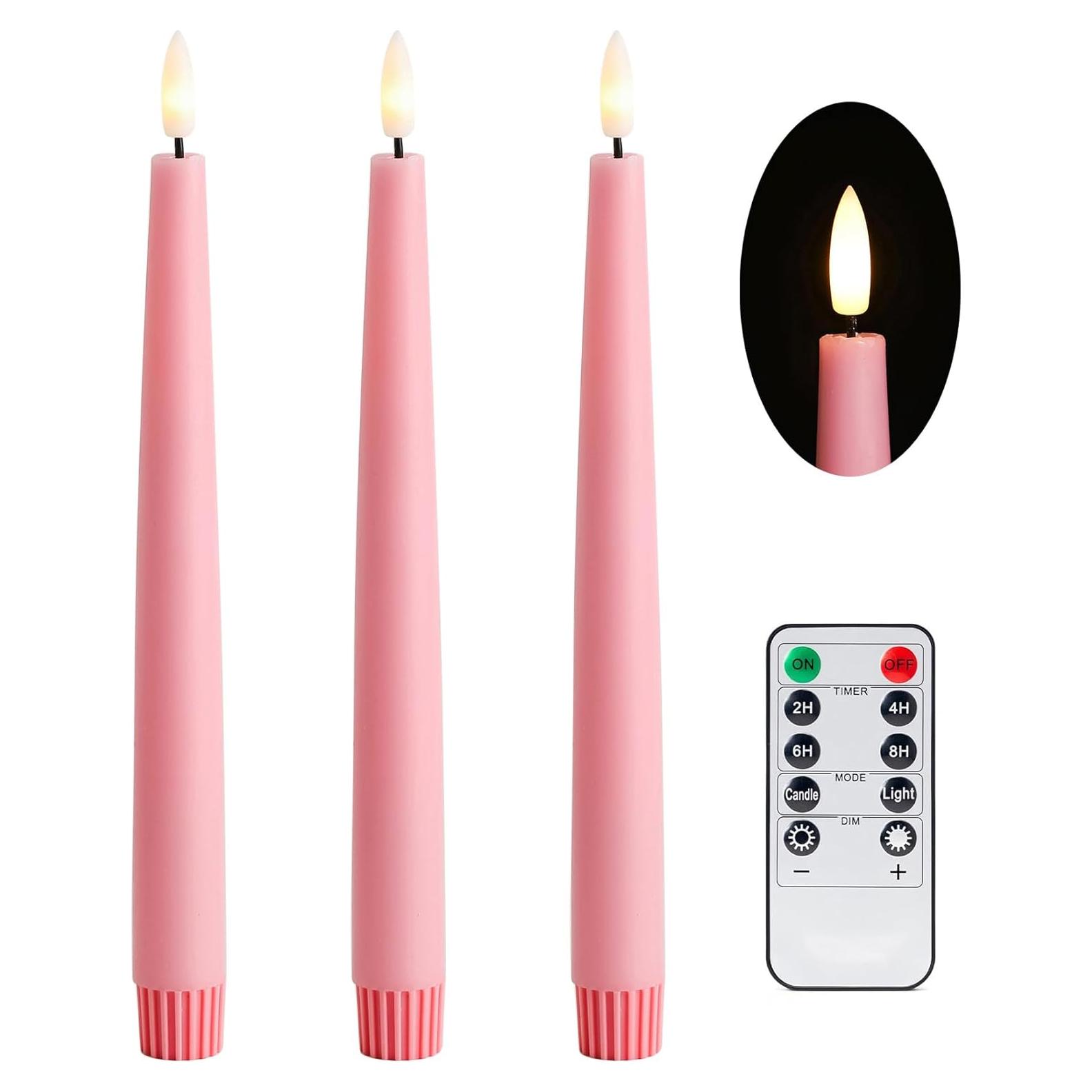 Velas LED Taper Rosa Stmarry con Control Remoto y Temporizador