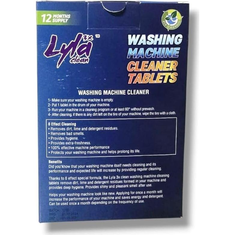 Tabletas Limpiadoras para Lavadoras Lyla 3X - 12 Unidades