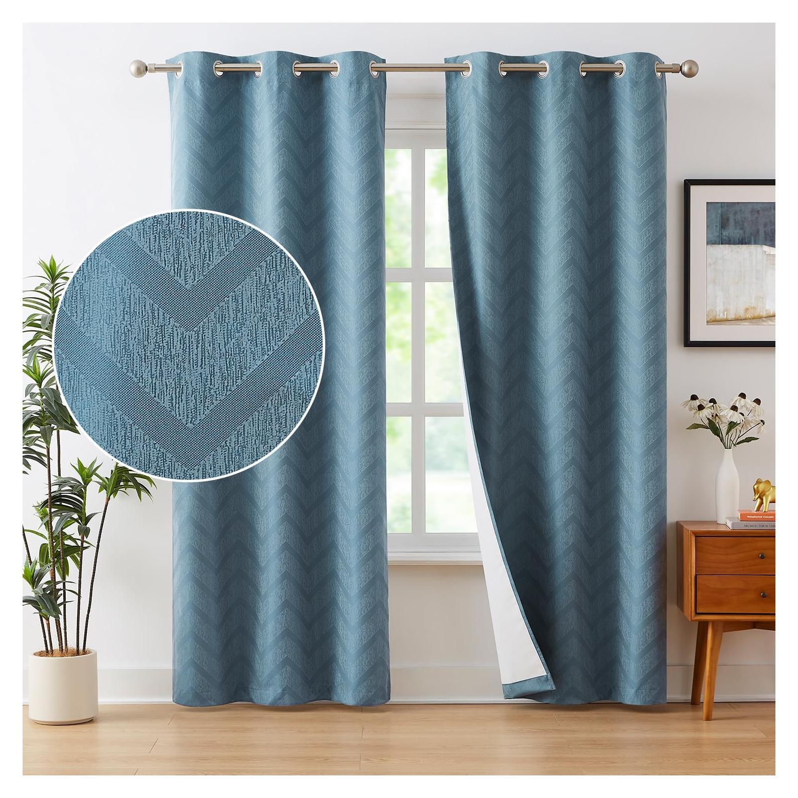 Cortinas Opacas Treatmentex Chevron Azul 40x63 cm 2 Pcs