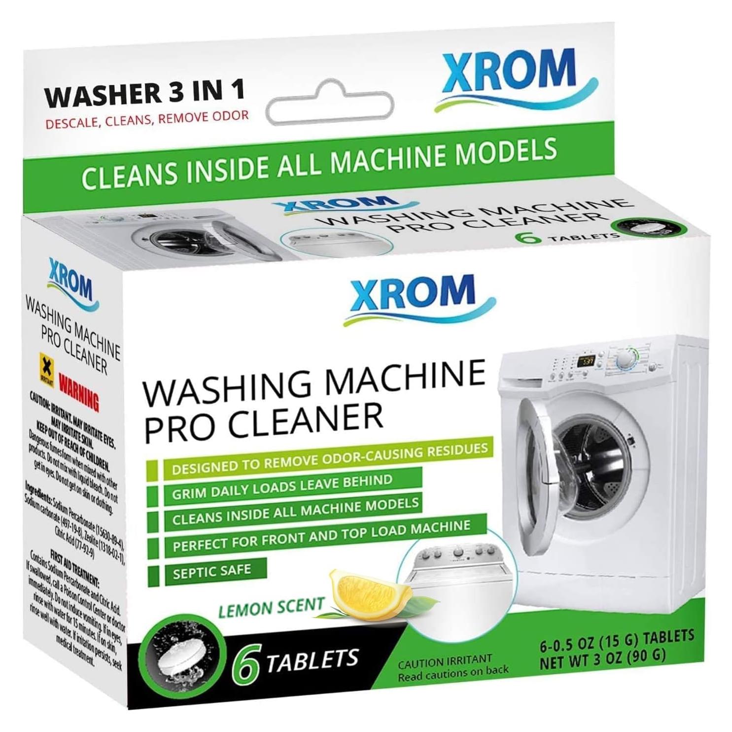 Limpiador Pro para Lavadoras XROM 6 Tabletas Limón 180g