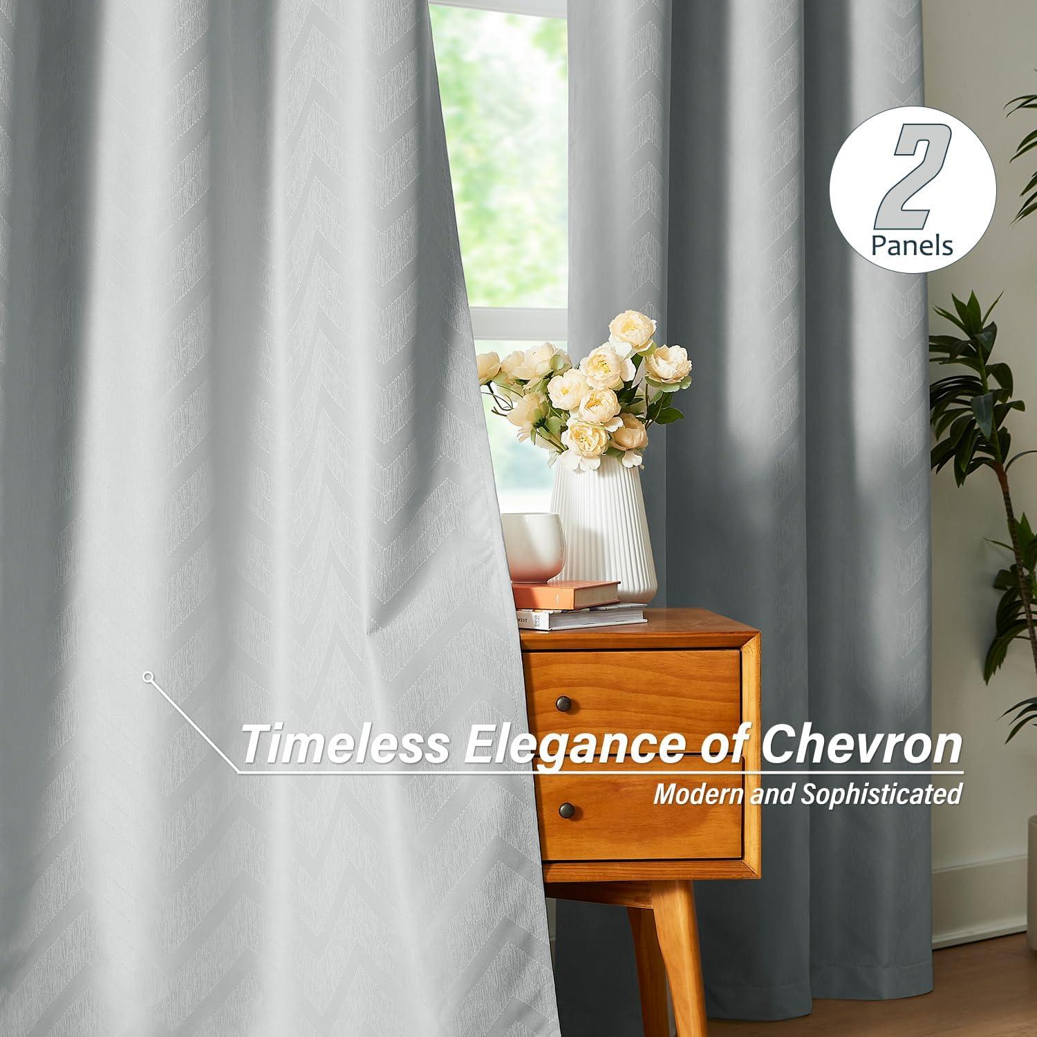 Cortinas Blackout Treatmentex Chevron Gris 2 Paneles 101,6x213,4cm