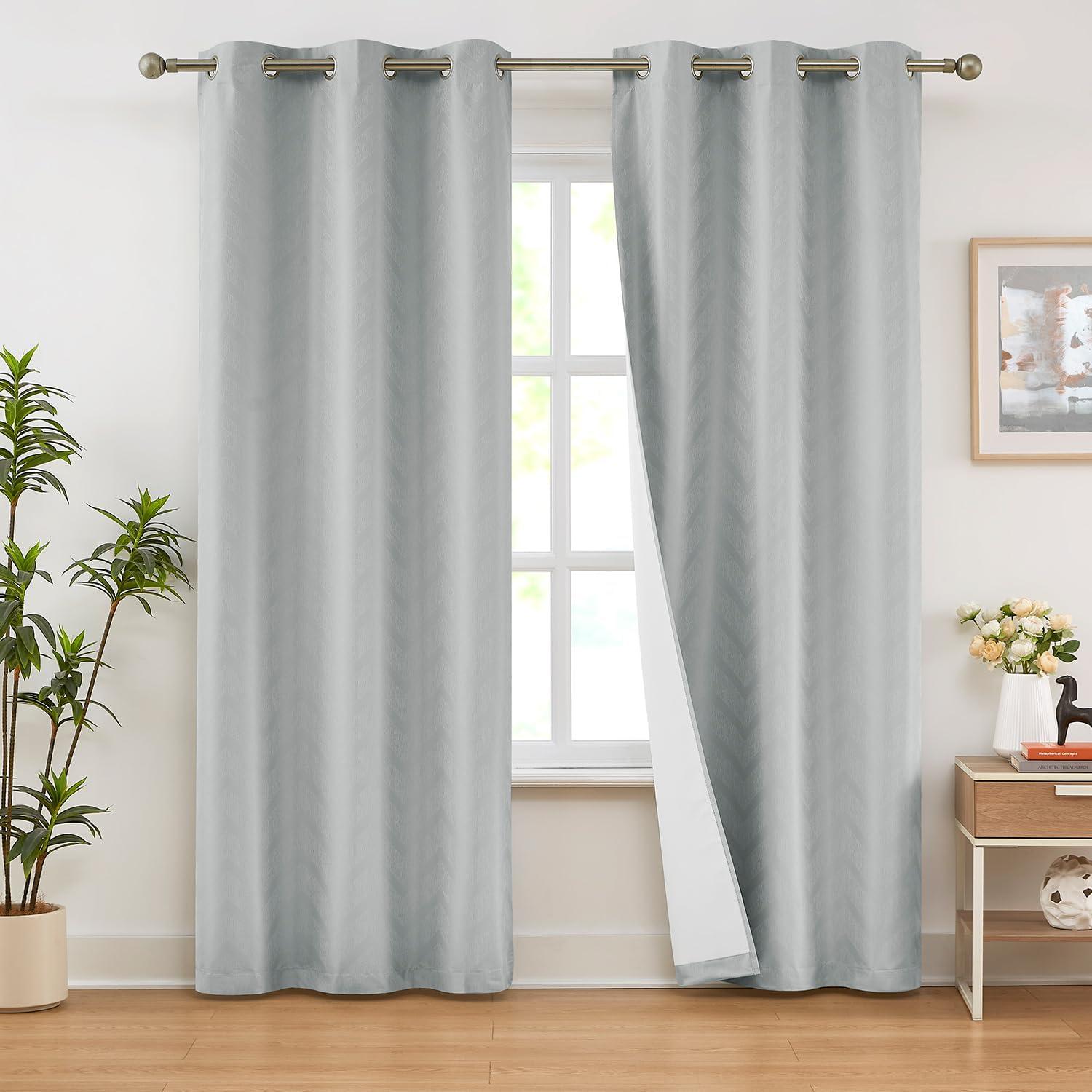 Cortinas Blackout Treatmentex Chevron Gris 2 Paneles 101,6x213,4cm