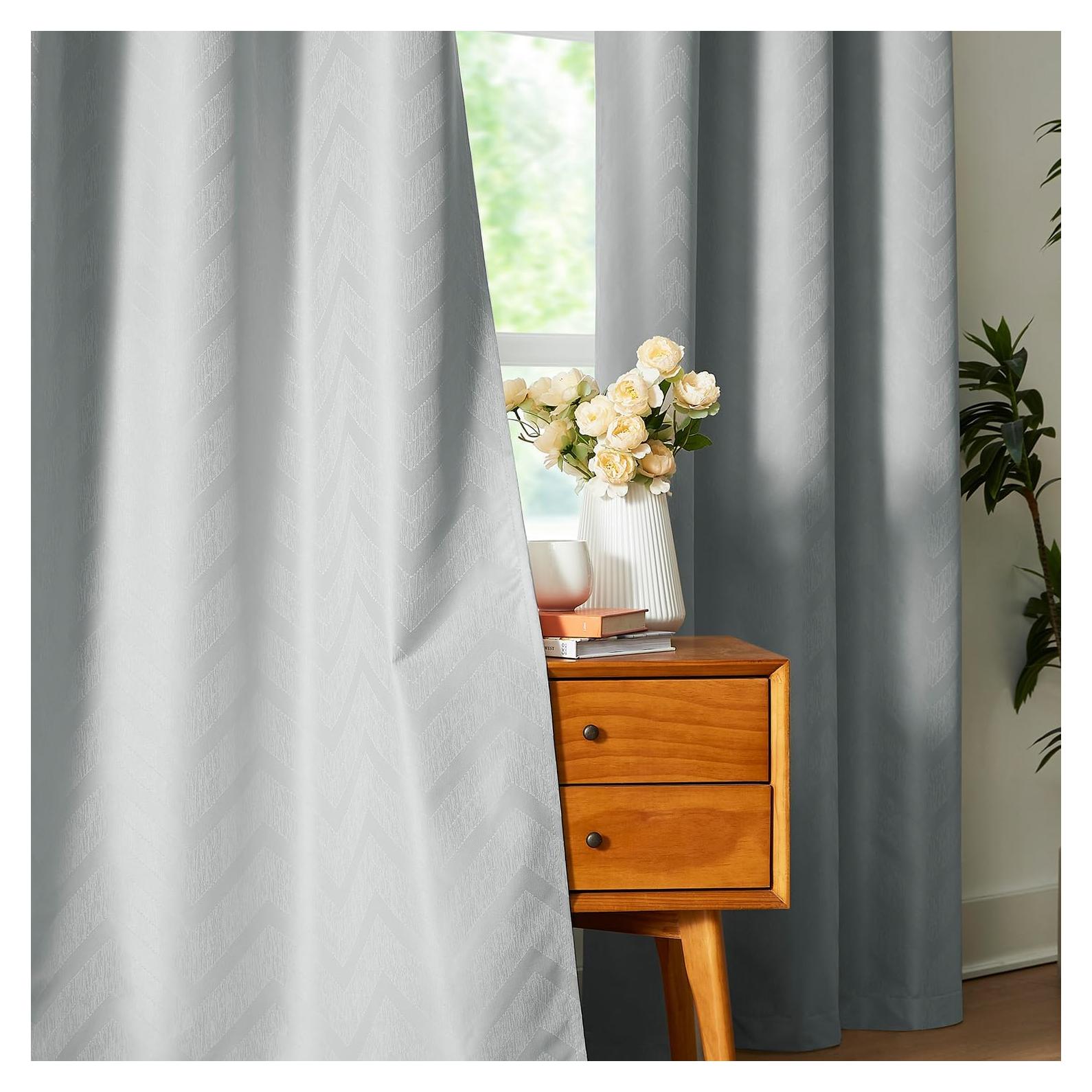 Cortinas Blackout Treatmentex Chevron 2 Pcs 101,6x160 cm Gris