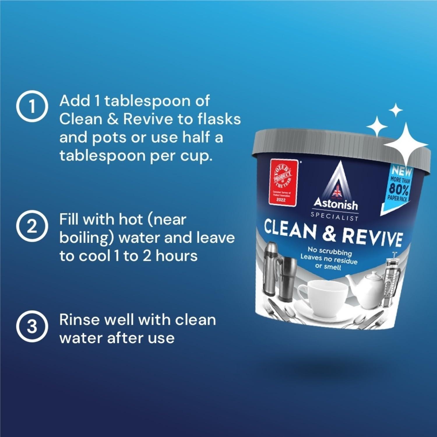 Astonish Clean & Revive Polvo Espumoso 349.9g para Teteras y Tazas