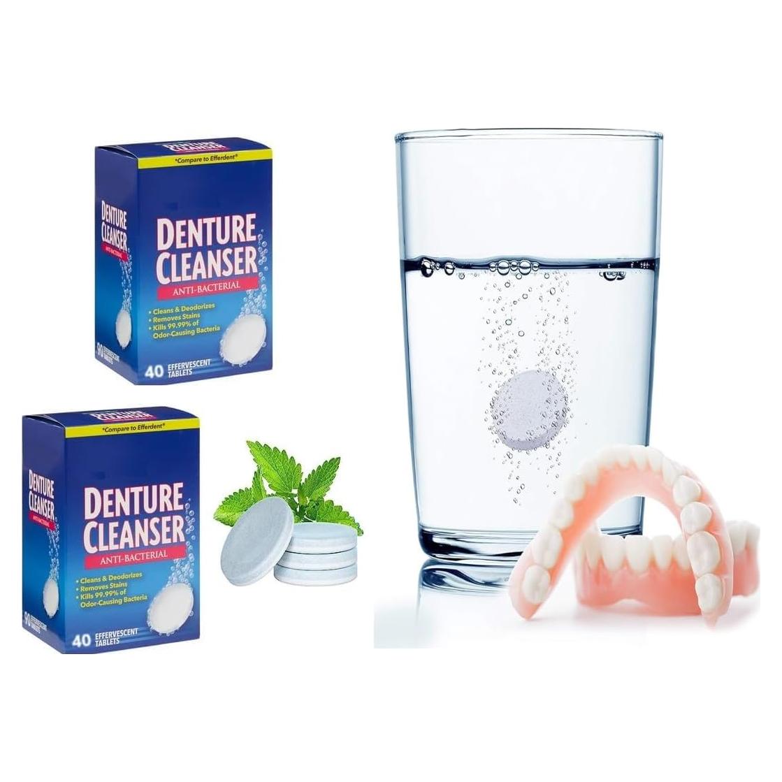 Tabletas Limpiadoras de Dentaduras AmeriCan Goods 80 Unidades