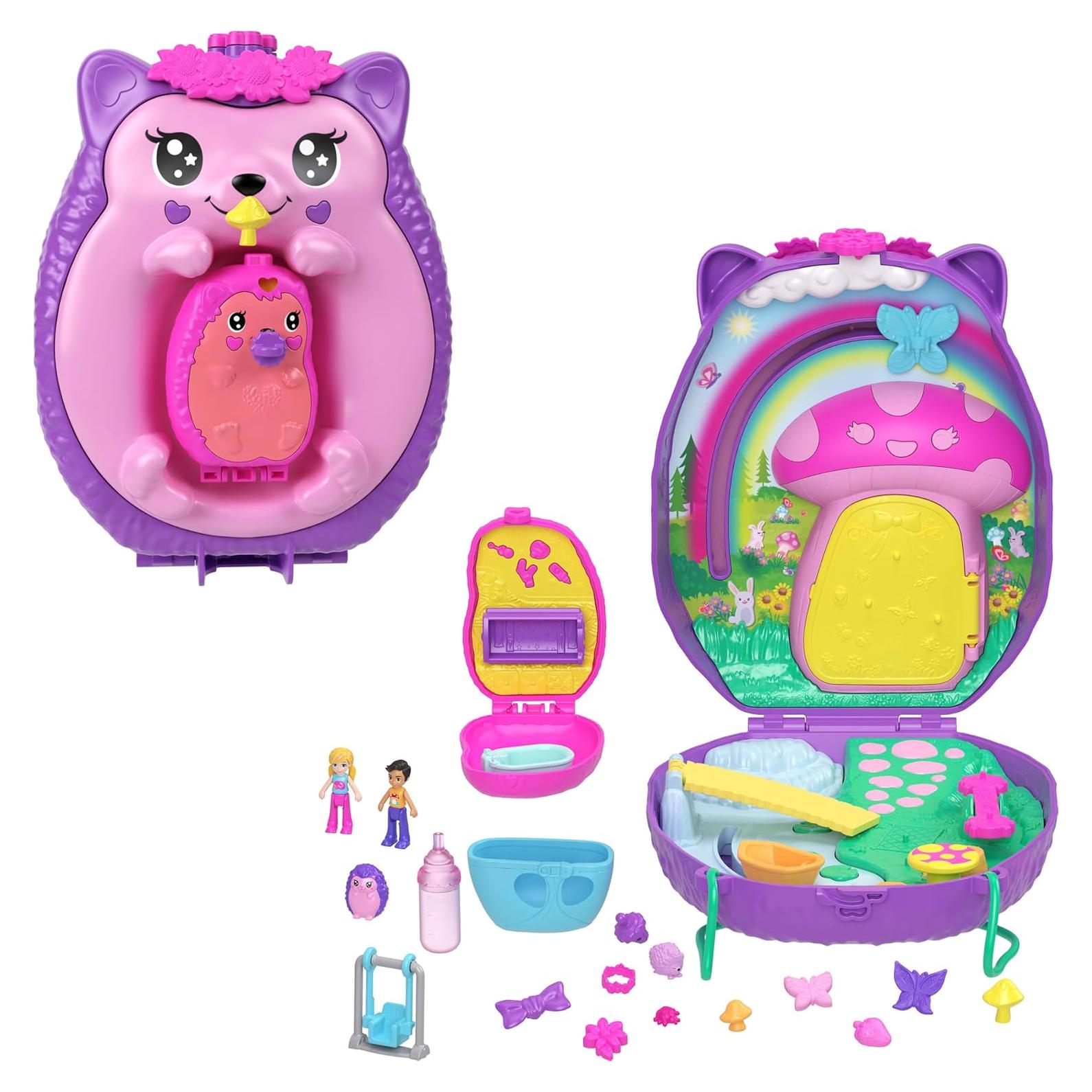 Juguete de viaje Polly Pocket Erizo 2-en-1 con 2 muñecas