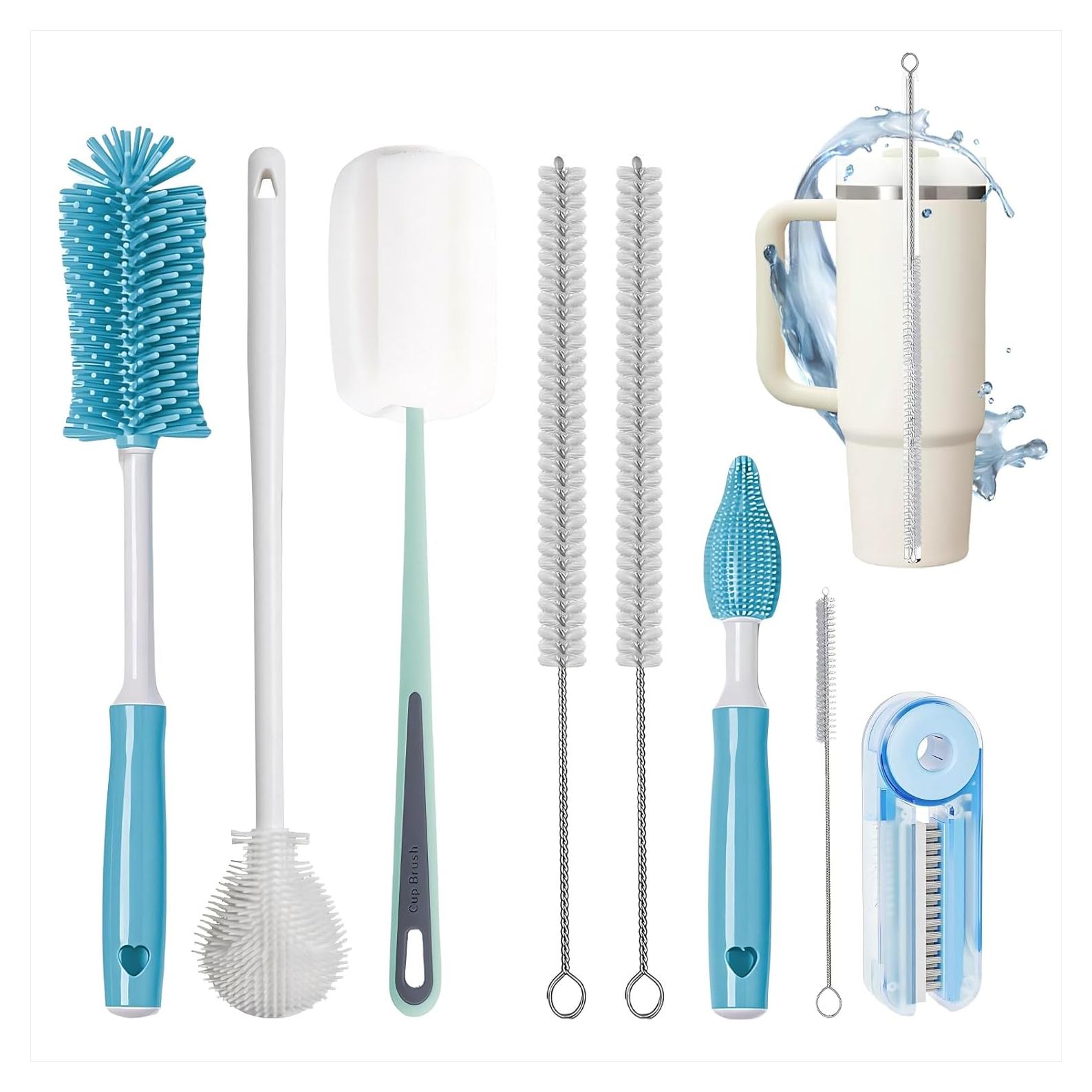 Juego de 8 Cepillos Limpiadores de Botellas Dosanlues Azul