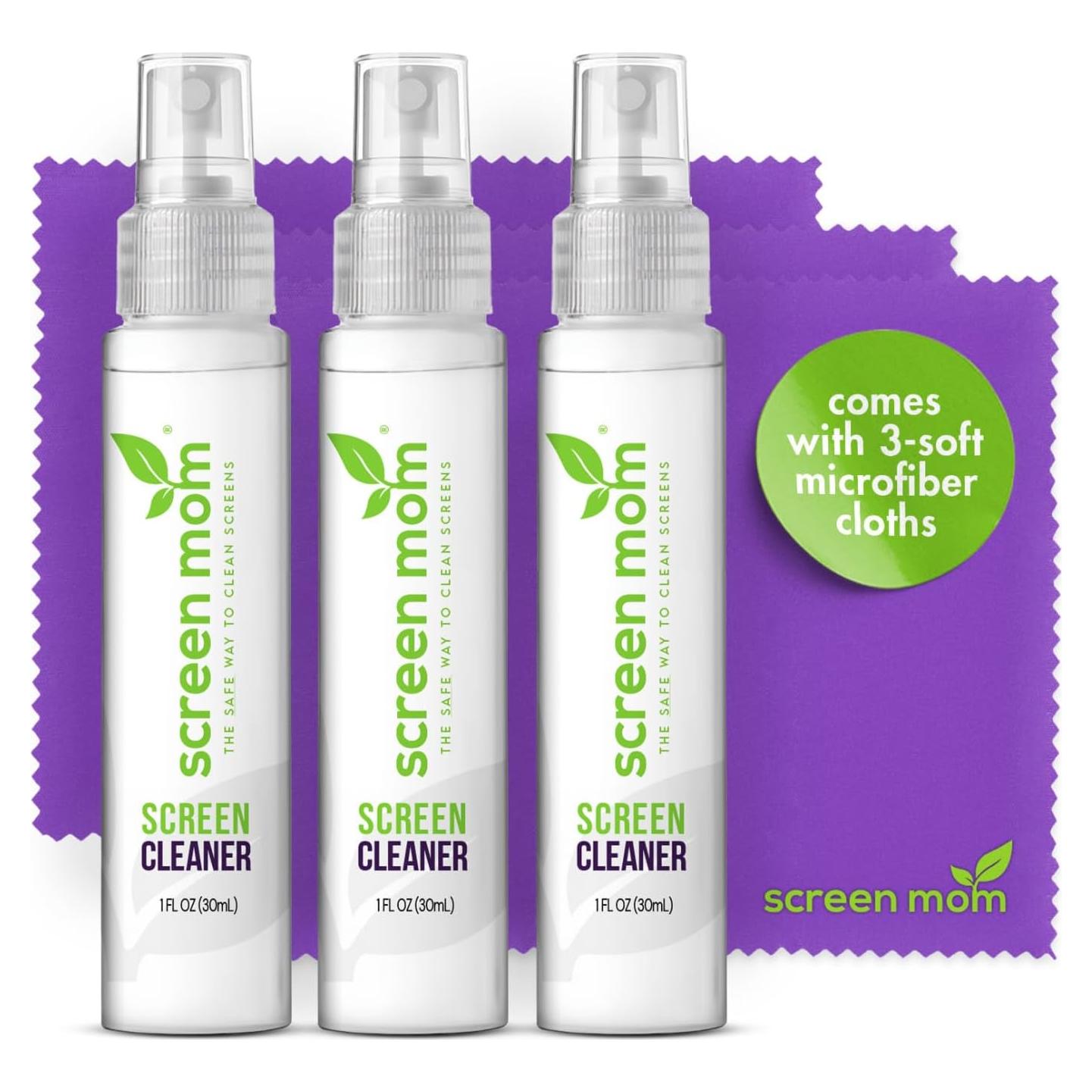 Spray Limpiador de Pantallas Screen Mom 3x30ml + Paños Microfibra