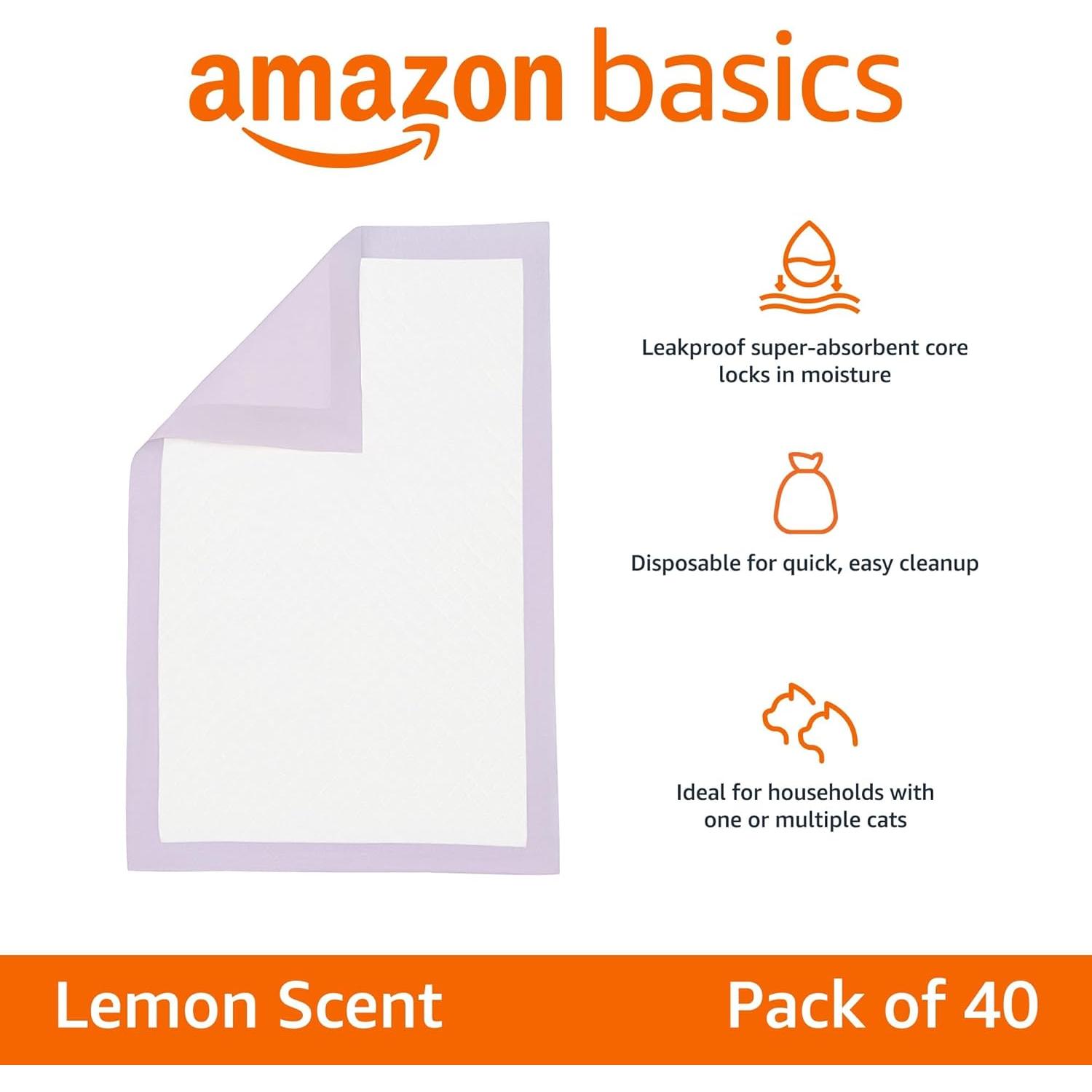 Almohadillas para Gatos Amazon Basics 40 Unidades Aroma Limón