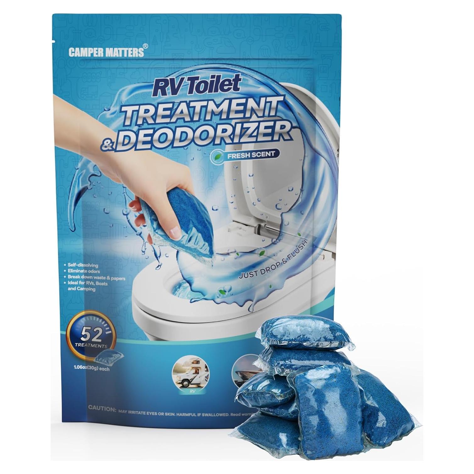52 Paquetes Tratamiento Inodoros RV CAMPER MATTERS 30g