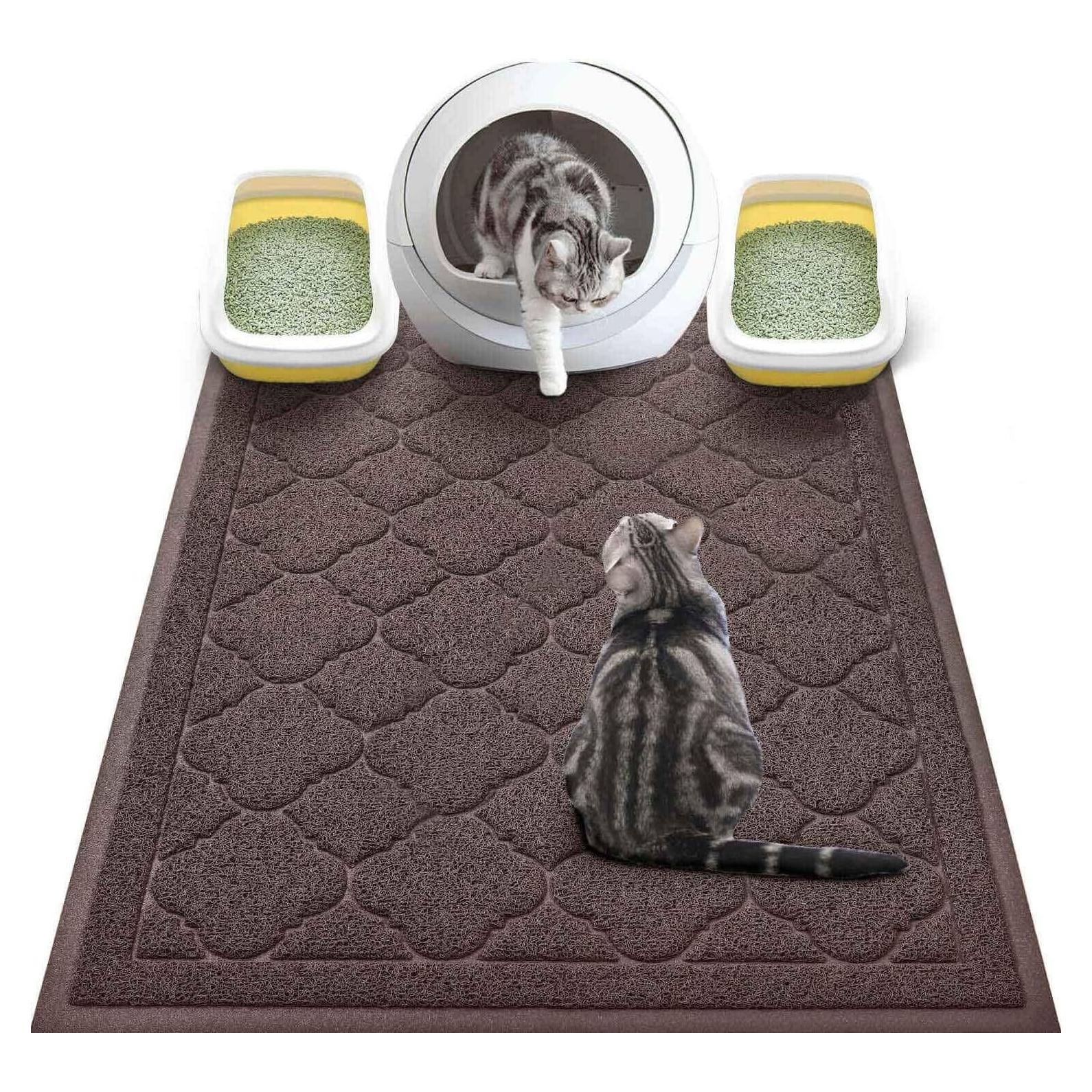 Alfombrilla para Caja de Arena WePet XXL Marrón 119x91 cm