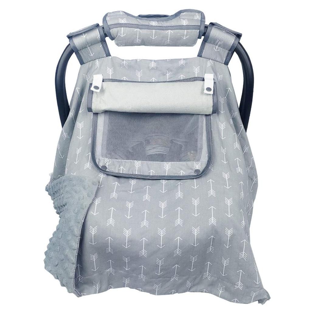 Cubierta de Asiento de Coche ICOPUCA para Bebés - Antideslizante, 2 Ventanas, Gris