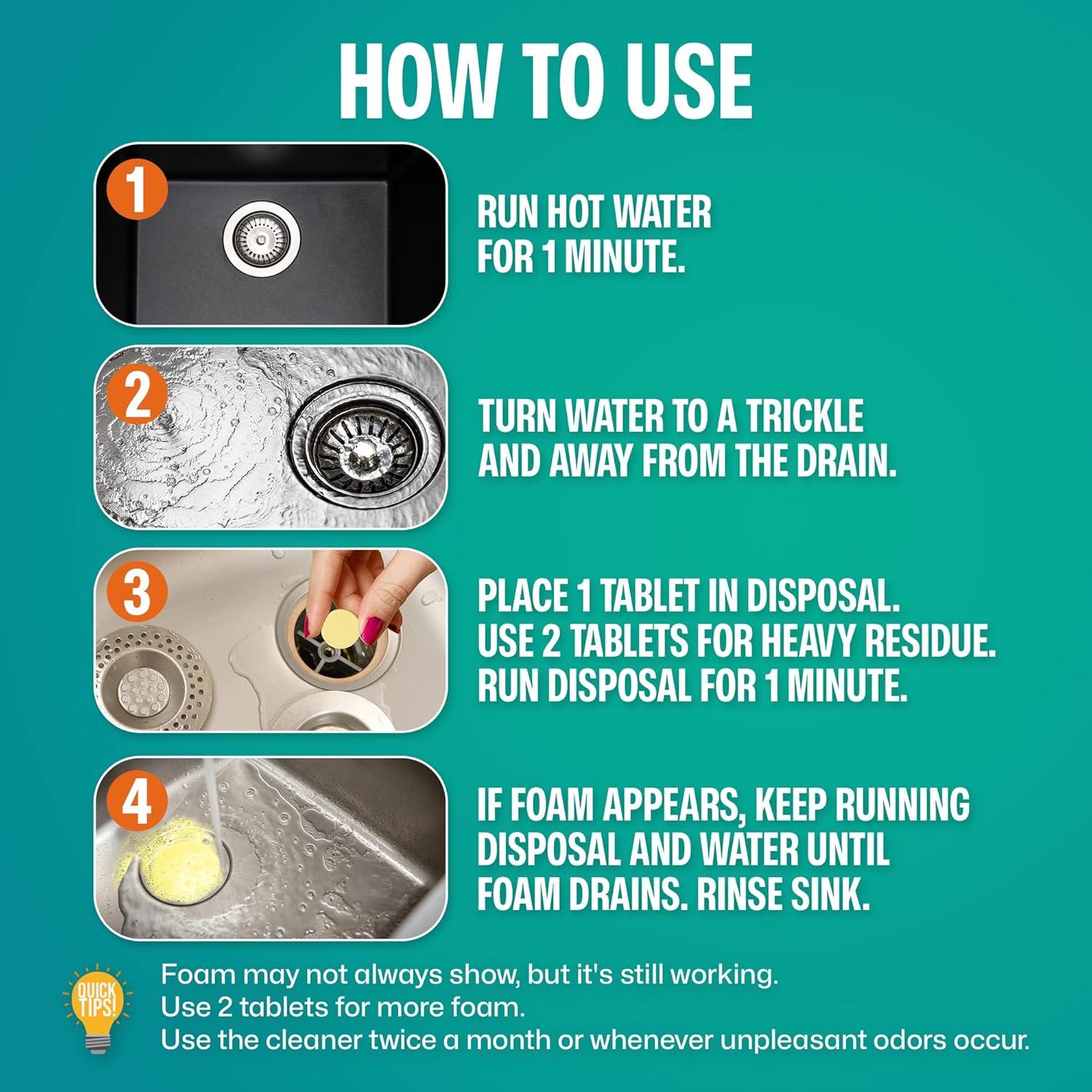 Tabletas Limpiadoras de Desechos Sudstainables 24 Unidades - Desodorante y Limpiador de Fregadero