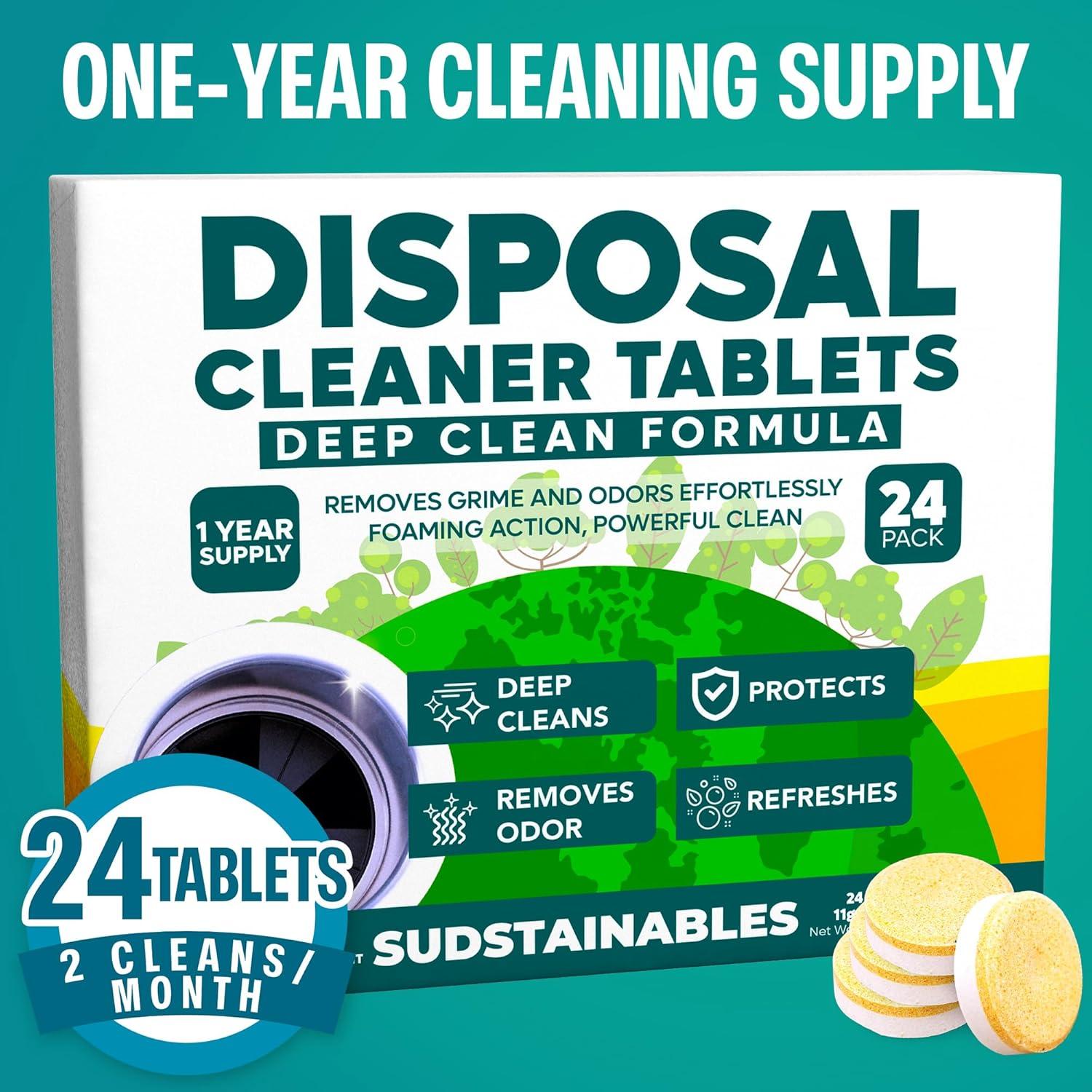 Tabletas Limpiadoras de Desechos Sudstainables 24 Unidades - Desodorante y Limpiador de Fregadero