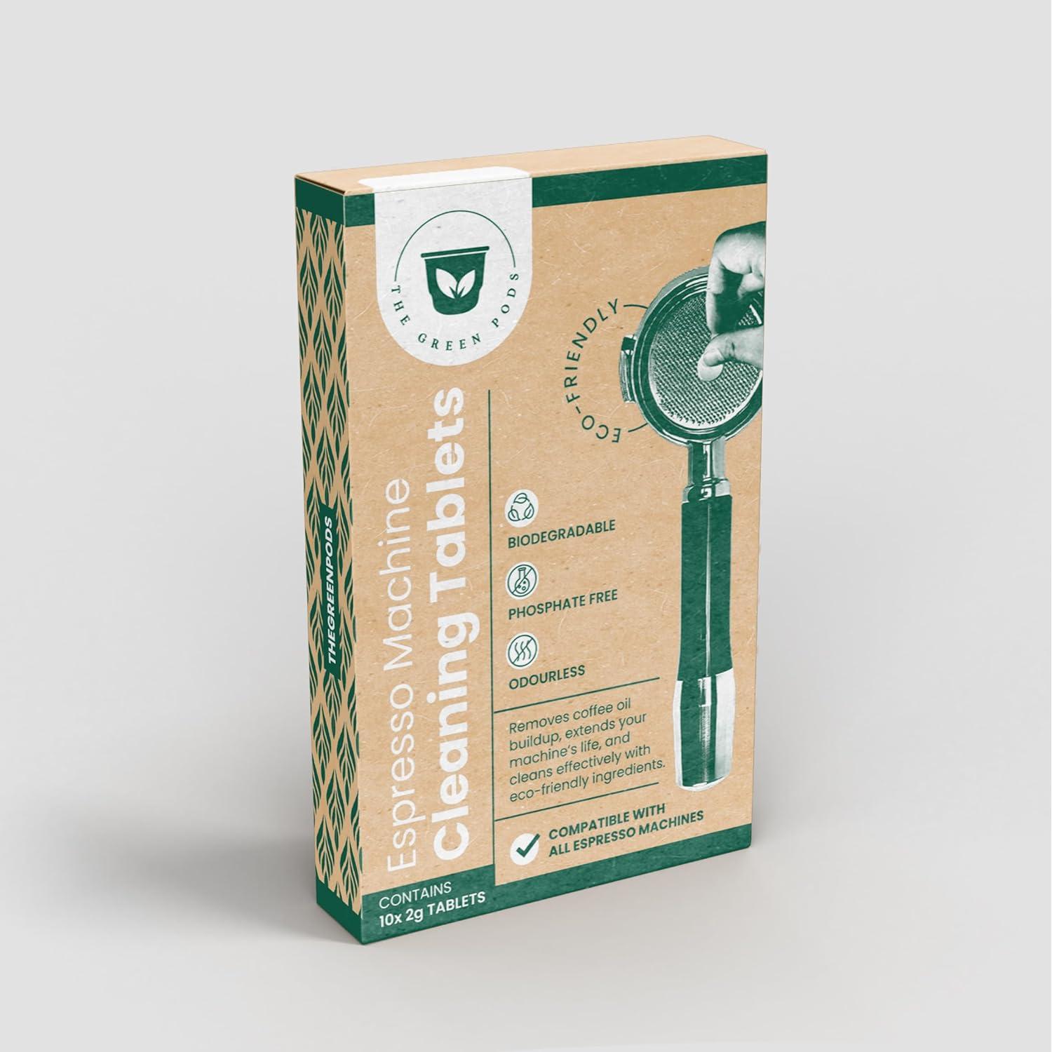 Tabletas de limpieza para máquina de espresso The Green Pods, 10 unidades