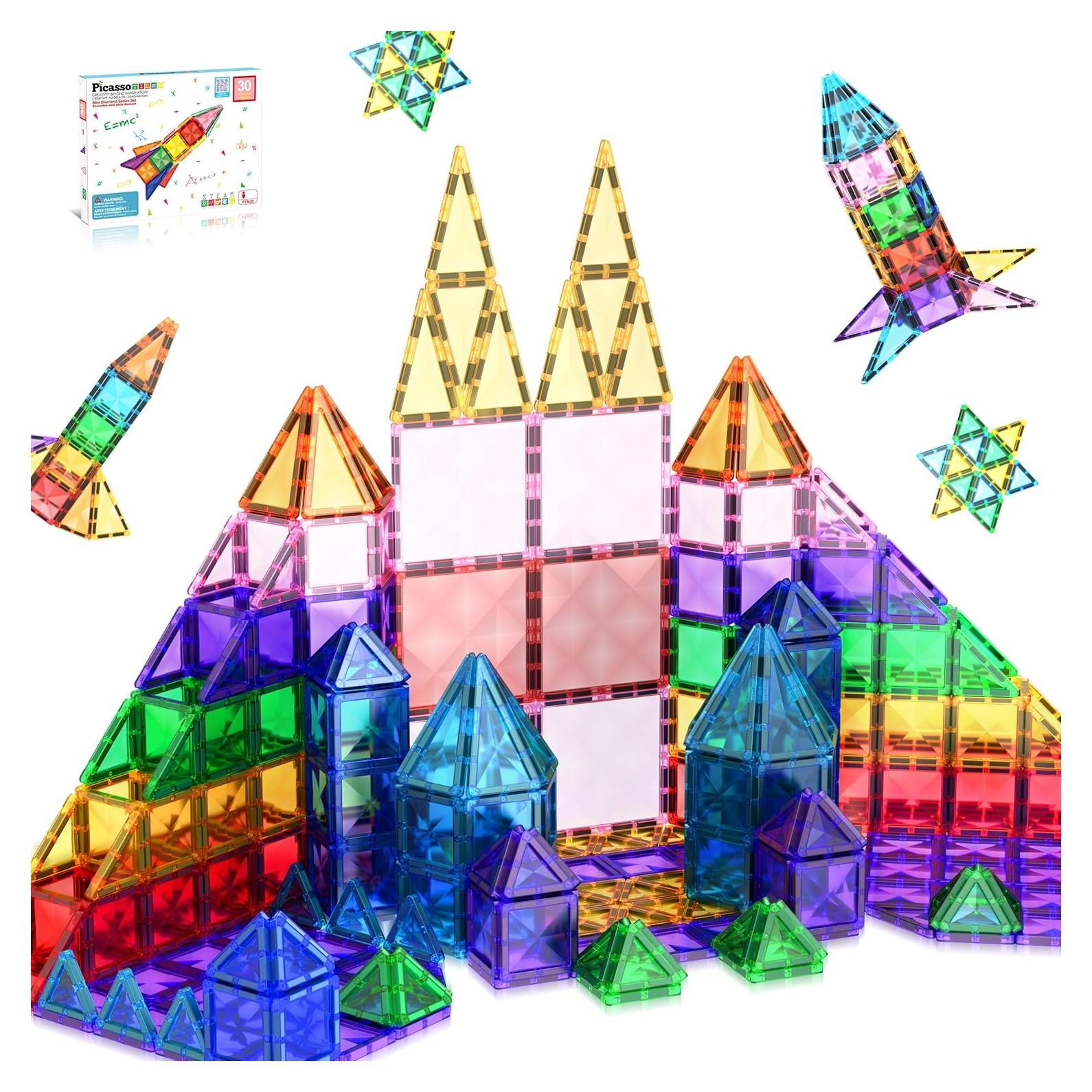 PicassoTiles Mini 30 Piezas Azulejos Magnéticos Juguete STEM
