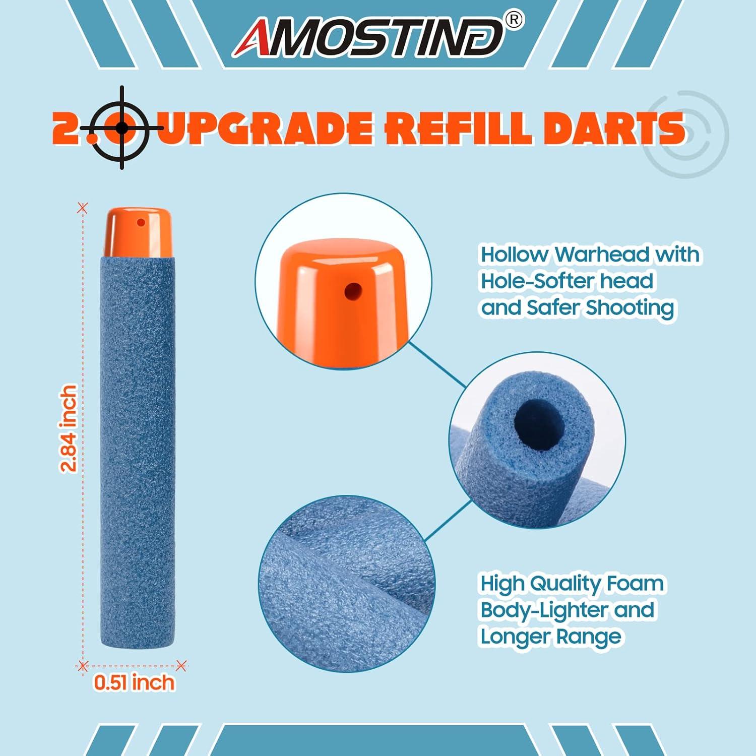 Recargas Nerf AMOSTING 100PCS Elite 2.0 Azul con Bolsa