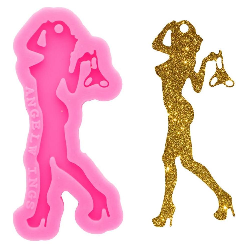 Molde de Silicona para Llaveros DIY Angel Wings Rosa