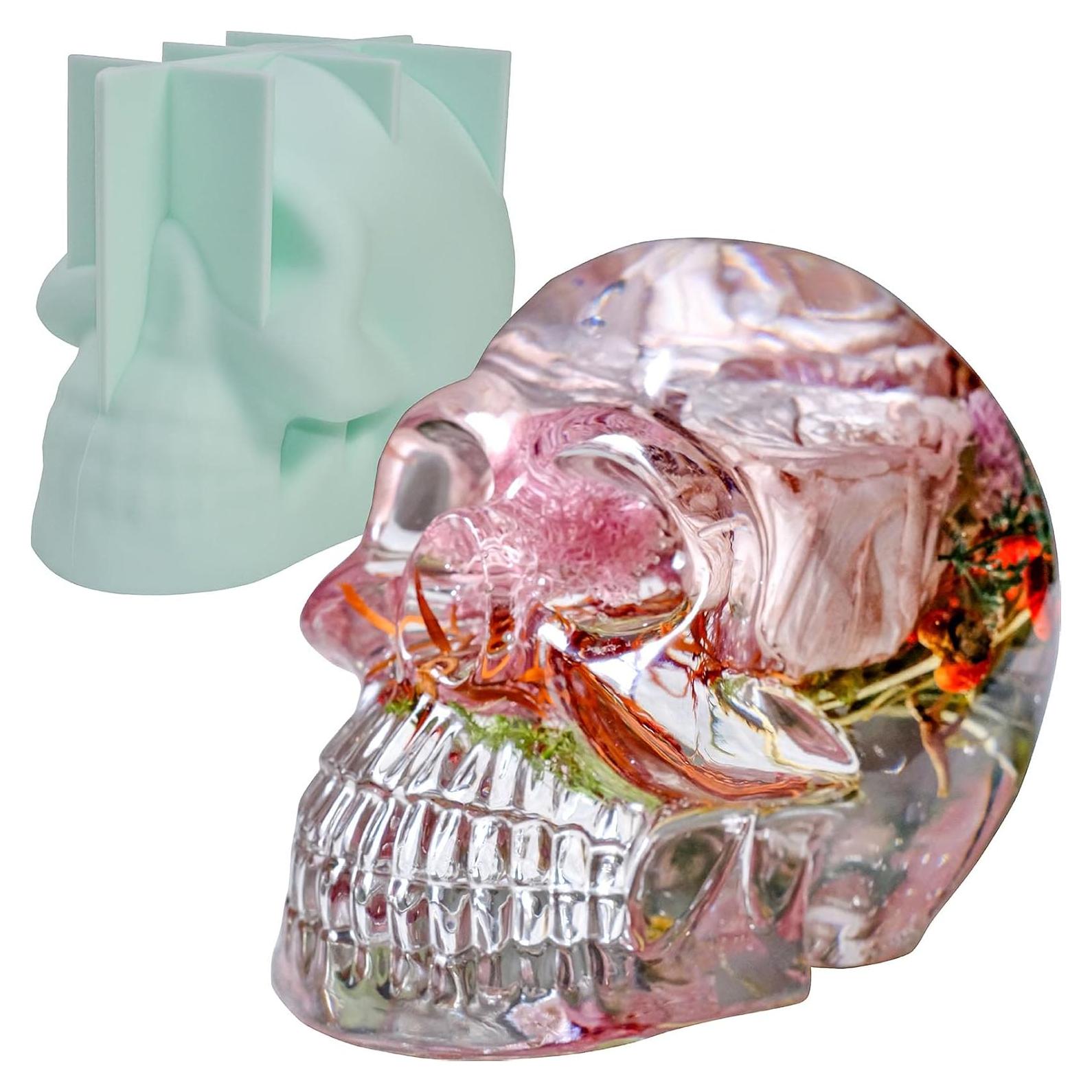 Molde de Silicona Calavera 3D FaitmainX 14.7x9.9cm para Resina