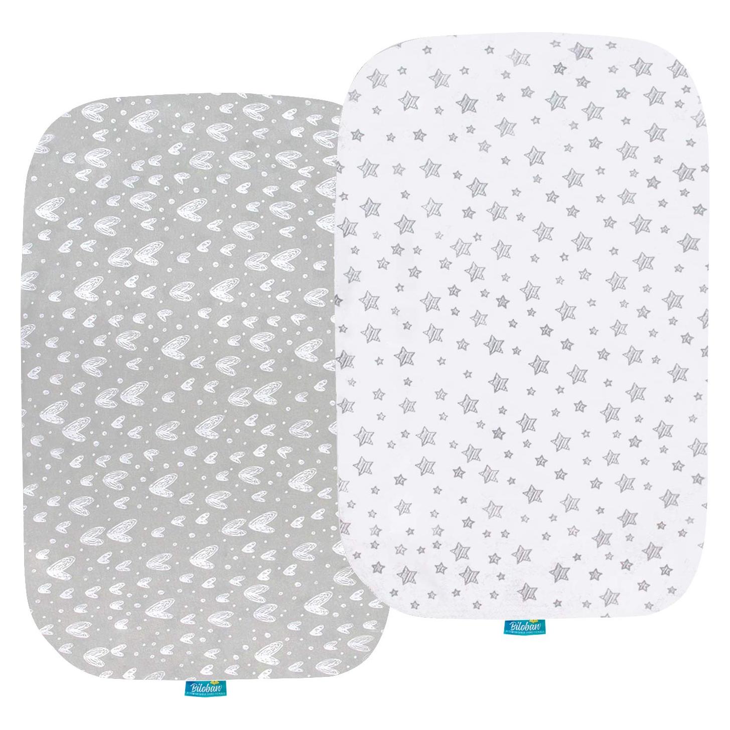 Sábanas para cuna Biloban 2 paquetes algodón gris suave