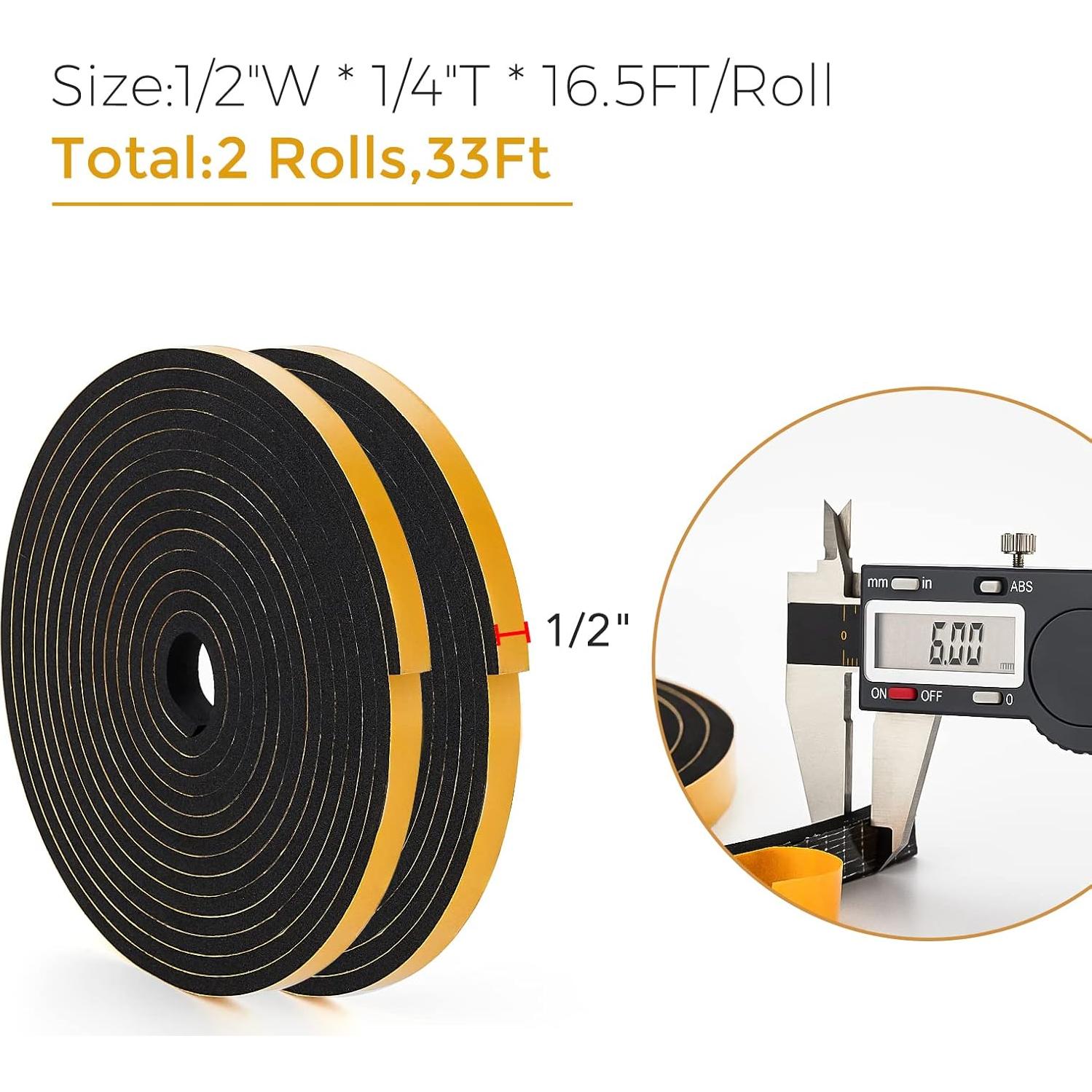 Sellador de Puerta Ravinte 33 Pies Espuma Neopreno Negro