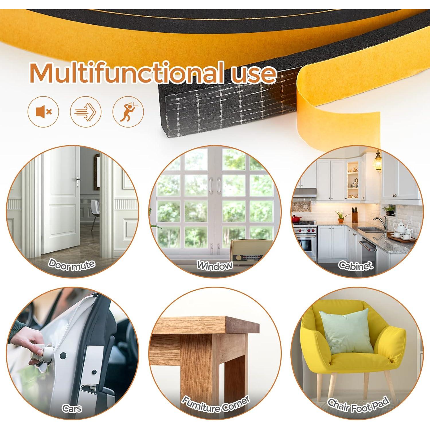 Sellador de Puerta Ravinte 33 Pies Espuma Neopreno Negro