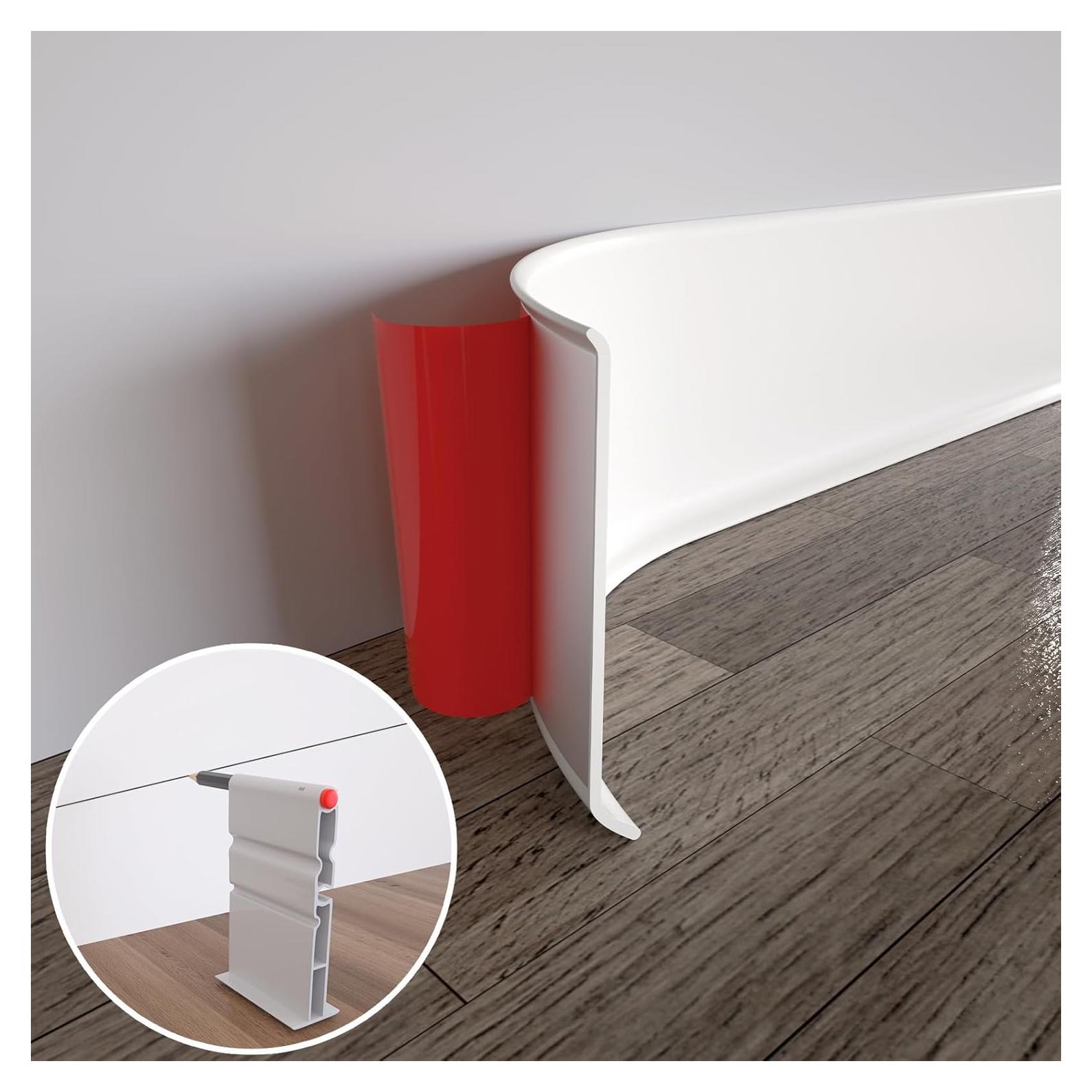 Moldura de Zócalo Flexible COUKIU 10.16 cm x 6.1 m Vinilo Blanco