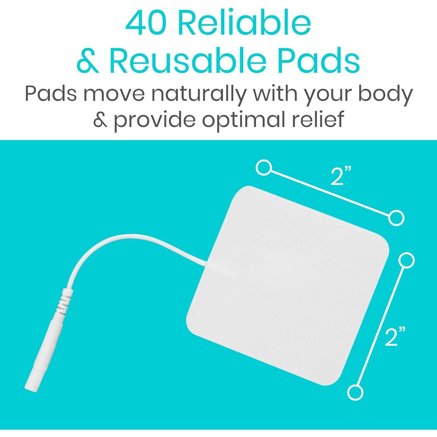 Pads de Reemplazo TENS Vive - 40 Piezas Autoadhesivas 5x5cm