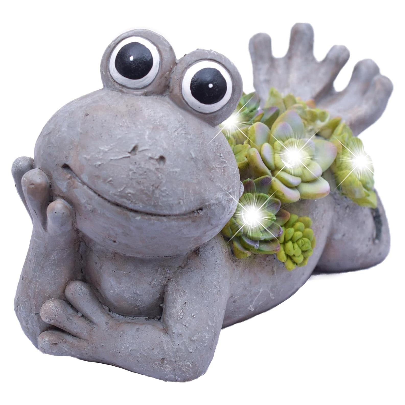 Estatua de Rana con Luz Solar Teresa's Collections 14 cm