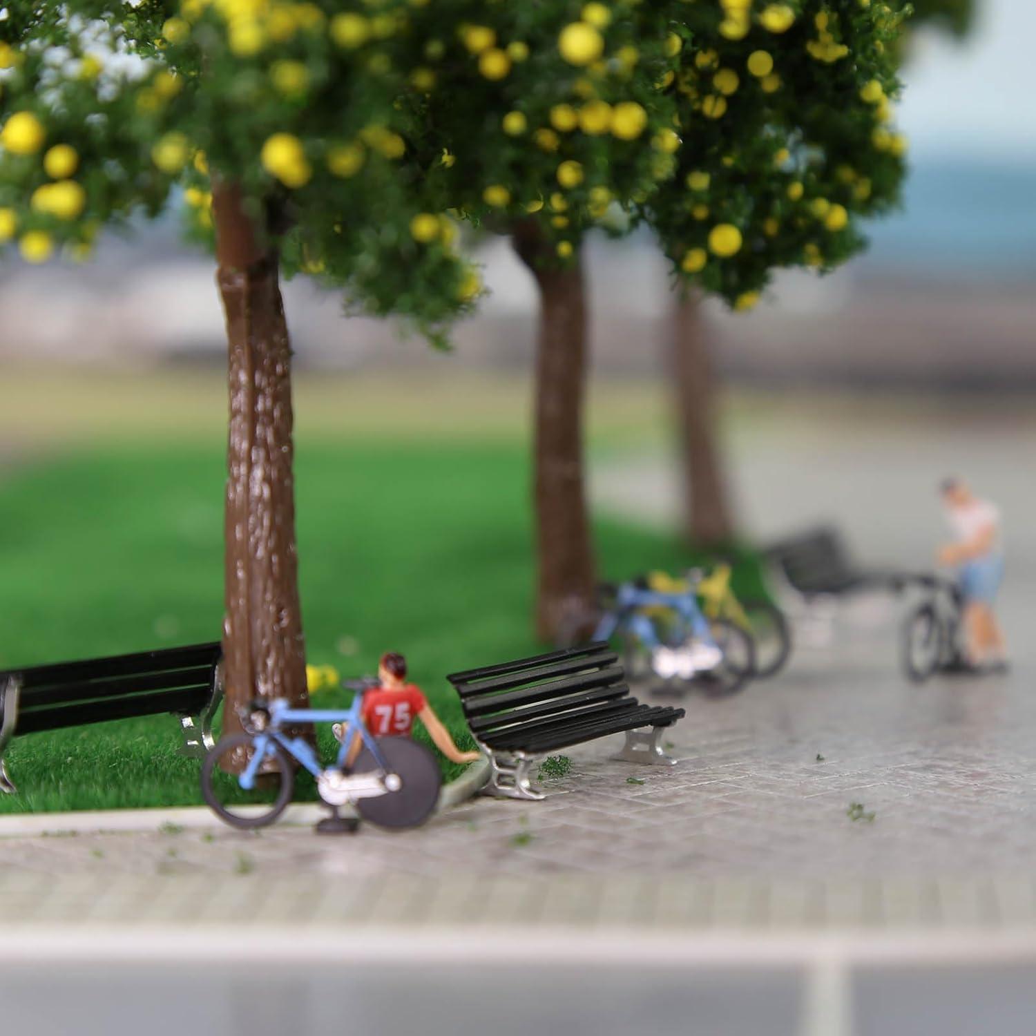 12 Bancos de Plaza Evemodel Escala HO Negro y Plata