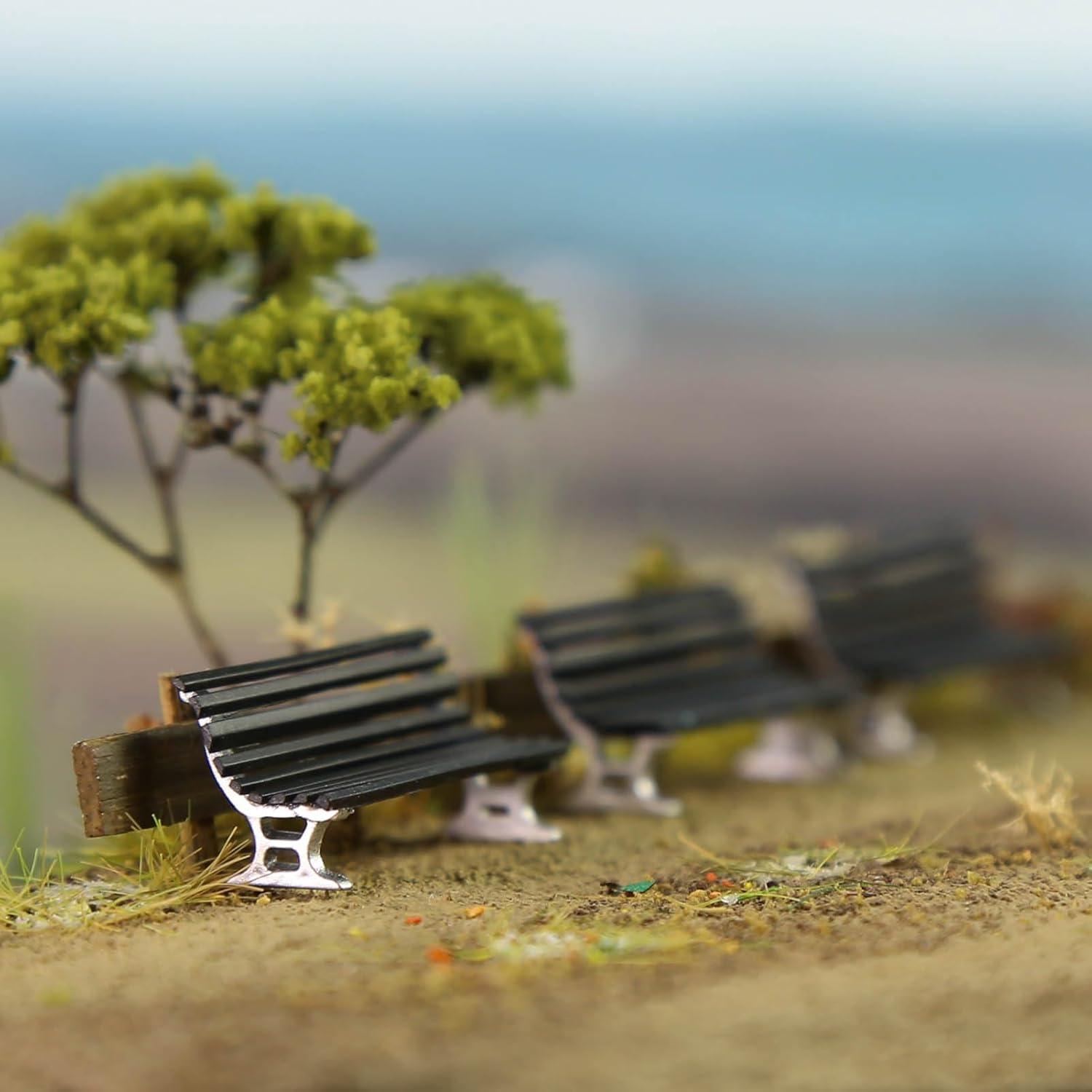 12 Bancos de Plaza Evemodel Escala HO Negro y Plata