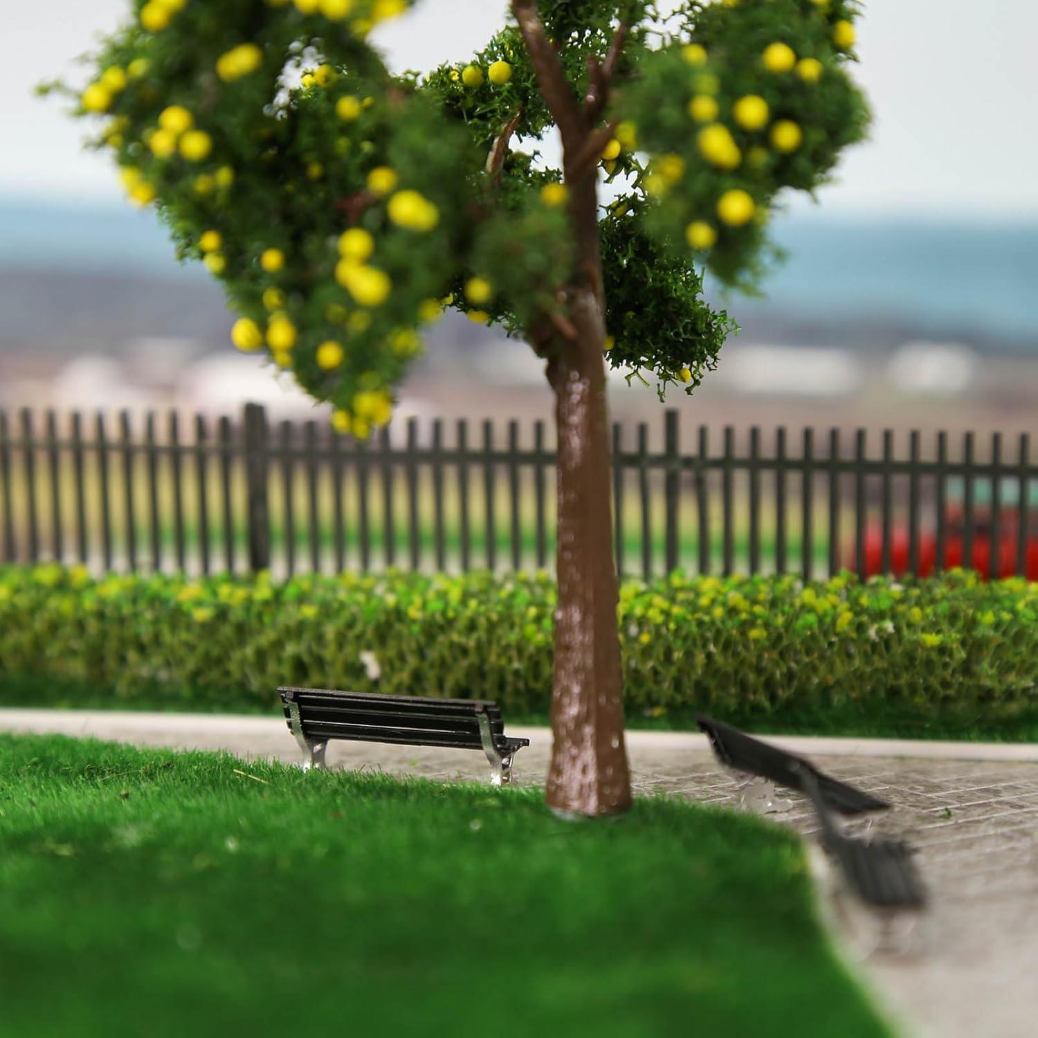 12 Bancos de Plaza Evemodel Escala HO Negro y Plata