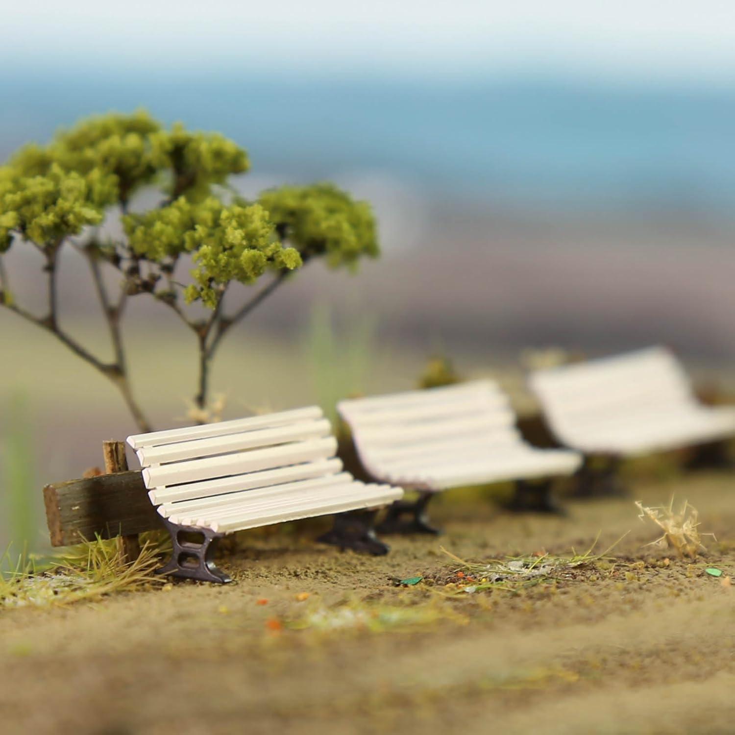 12 Bancos de Plaza Evemodel Escala HO Blanco y Marrón